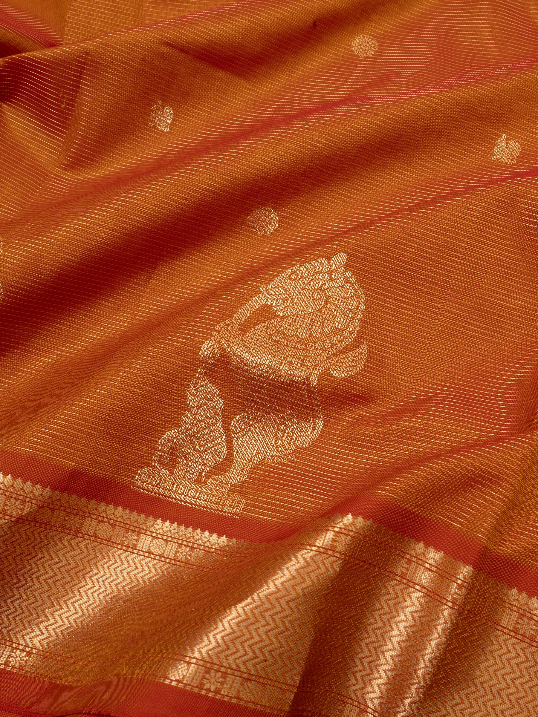 Rustic orange yazhi bettu butta/ Premium Silk Cotton CLSA5734