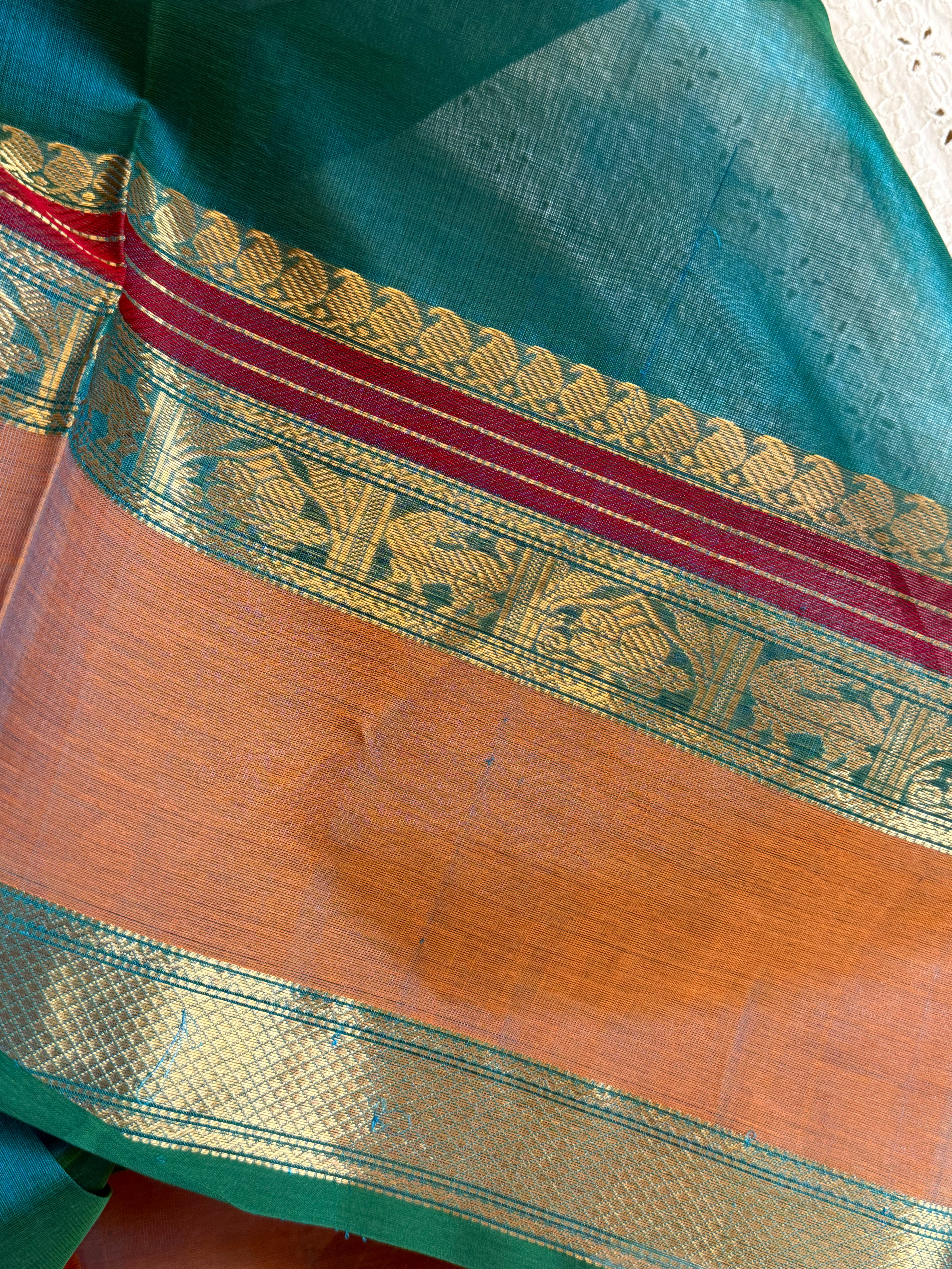 Teal blue lakshambutta / Silk Cotton