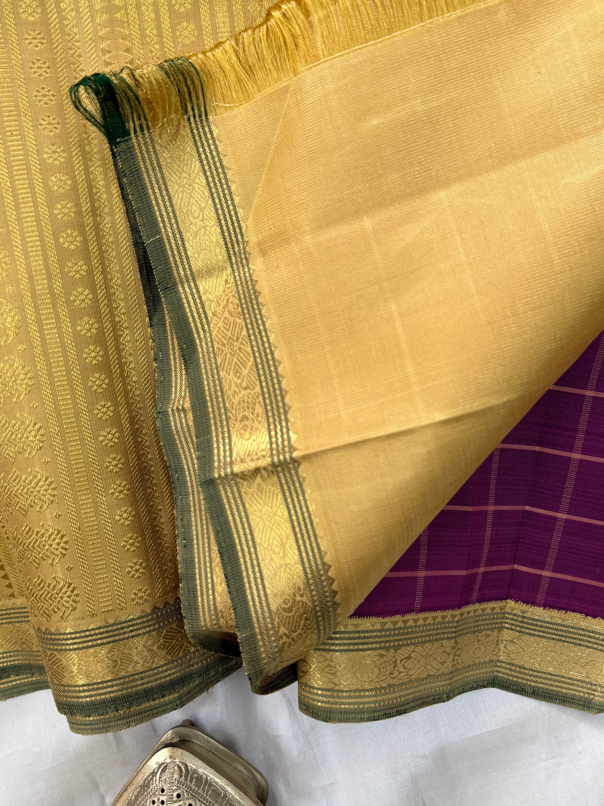Purple Punai Kattam Korvai/ kanjipuram silk saree clsa 12117