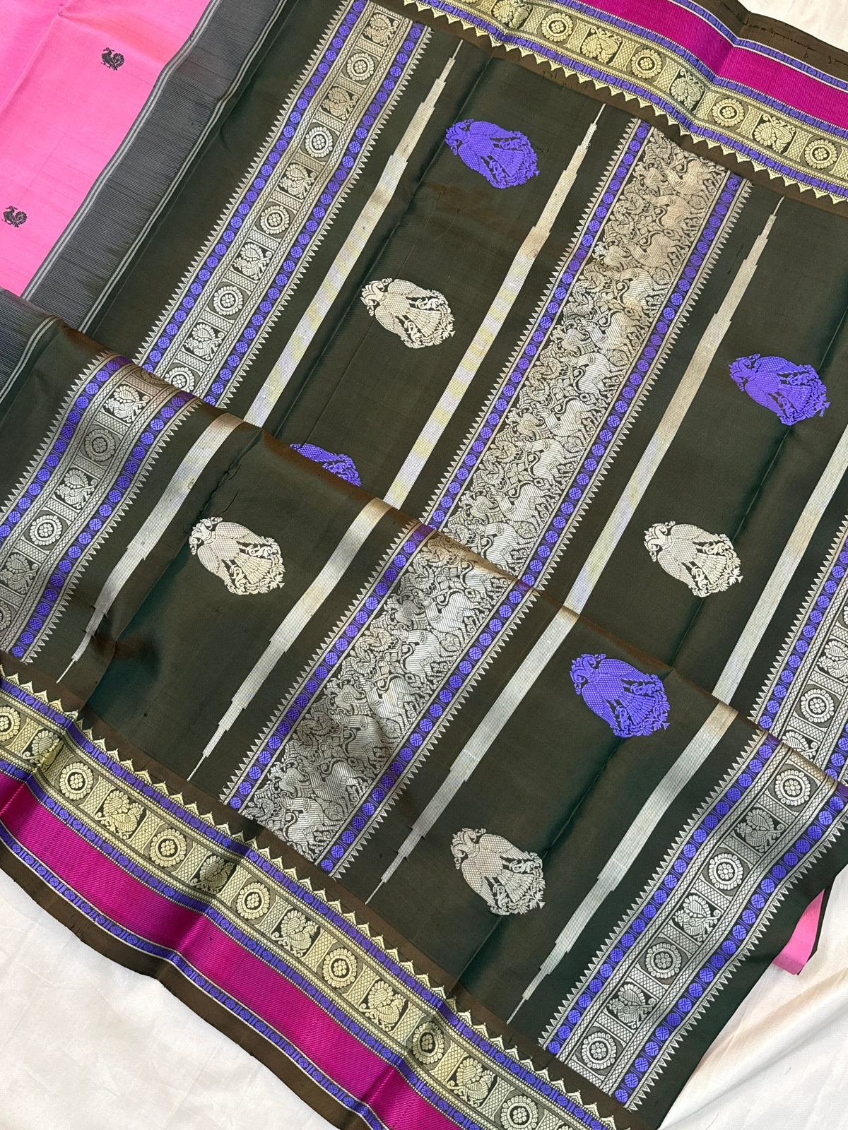 festivel edit _special edition_ Rose pink and Korvai thread butta/silk saree clsa 12430
