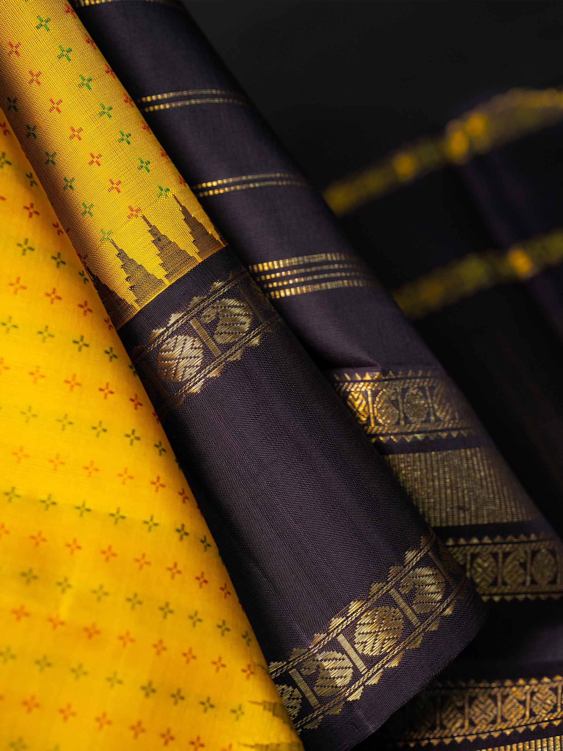 Yellow body and thread butta with Kanchana / Korvai Kanjipuram Silk Saree CLSA10483