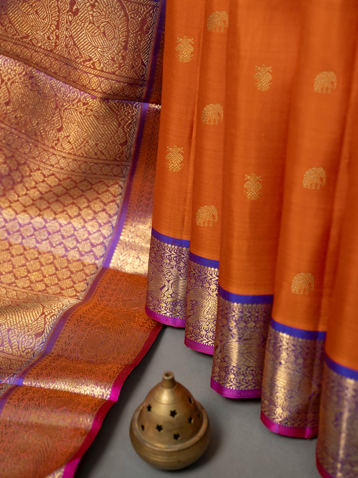 Orange with pure Zari /Kanjipuram Silk Saree CLSA11763