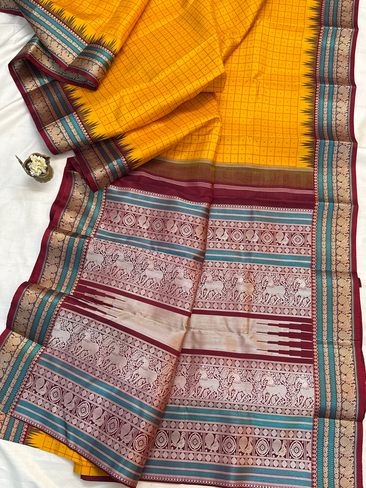 festivel edit _special edition _ mango yellow laksham Butta Korvai /silk saree clsa 12434