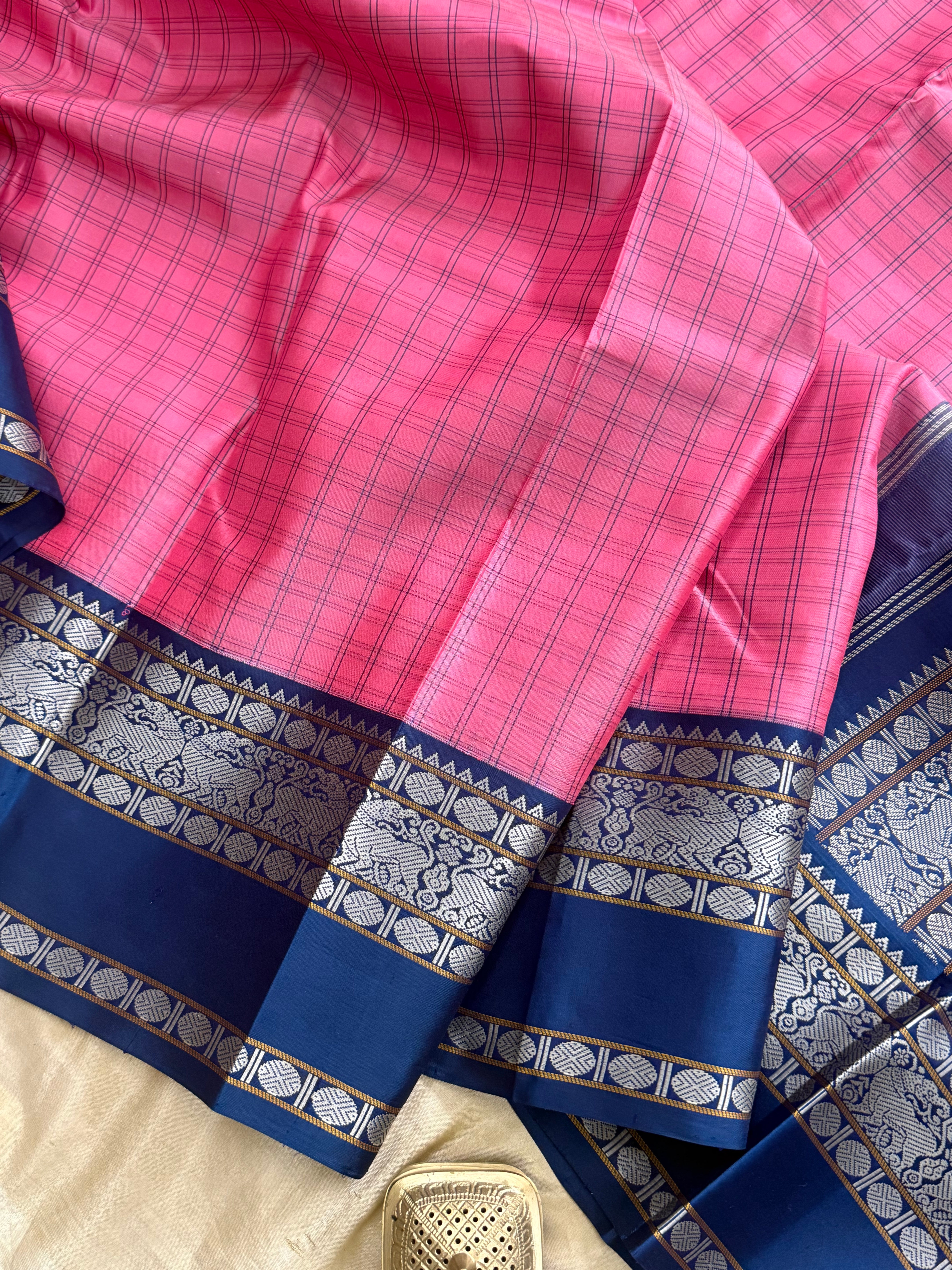 Pink Kattam with teal blue border/special edition CLSA9847