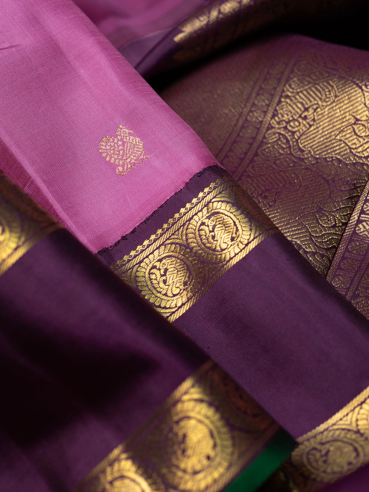 Vintage retta pet geva pink Pure Kanjipuram Silk Saree CLSA9897
