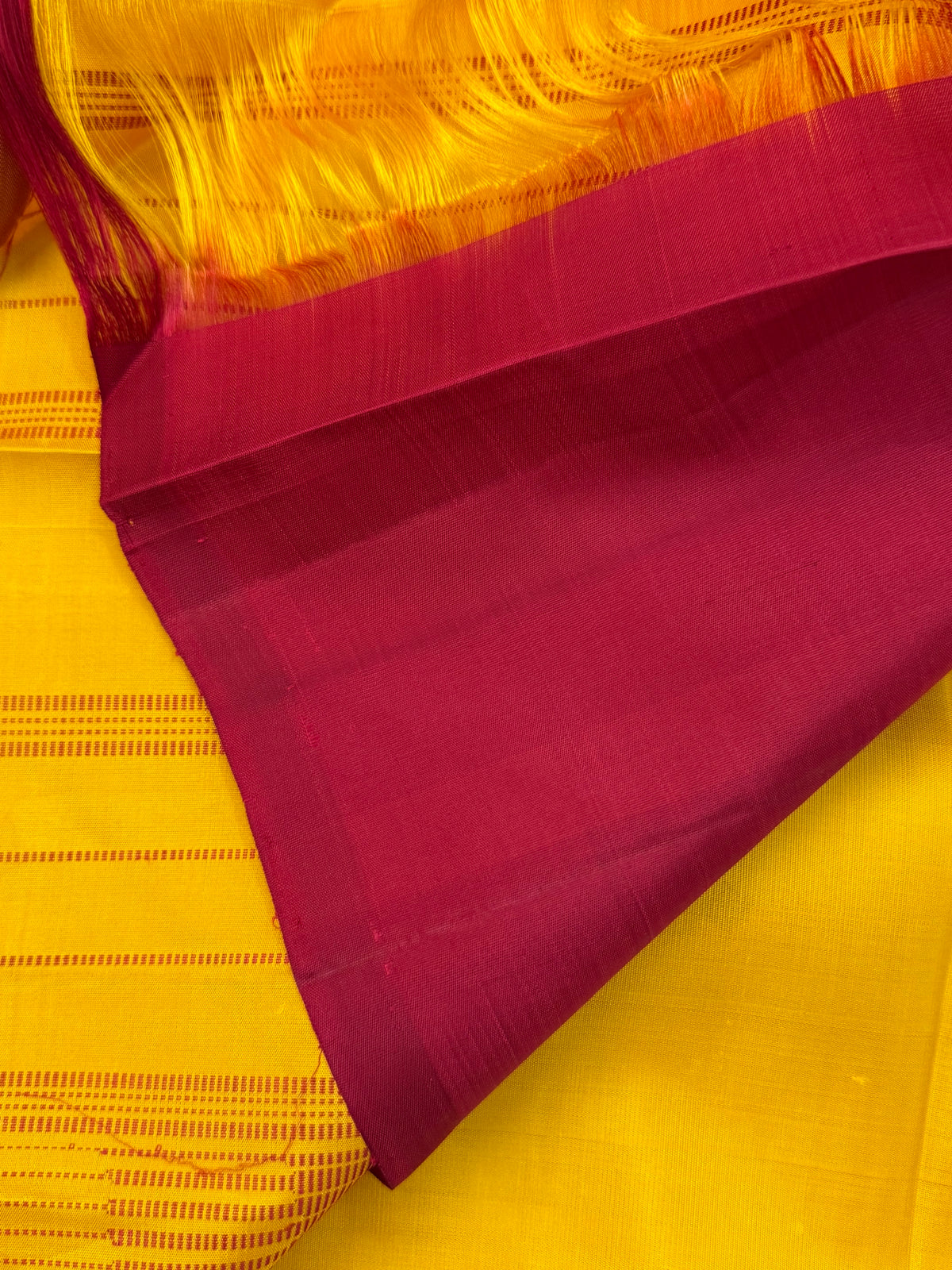 Yellow thread butta border less /Kanjipuram silk saree clsa 12803