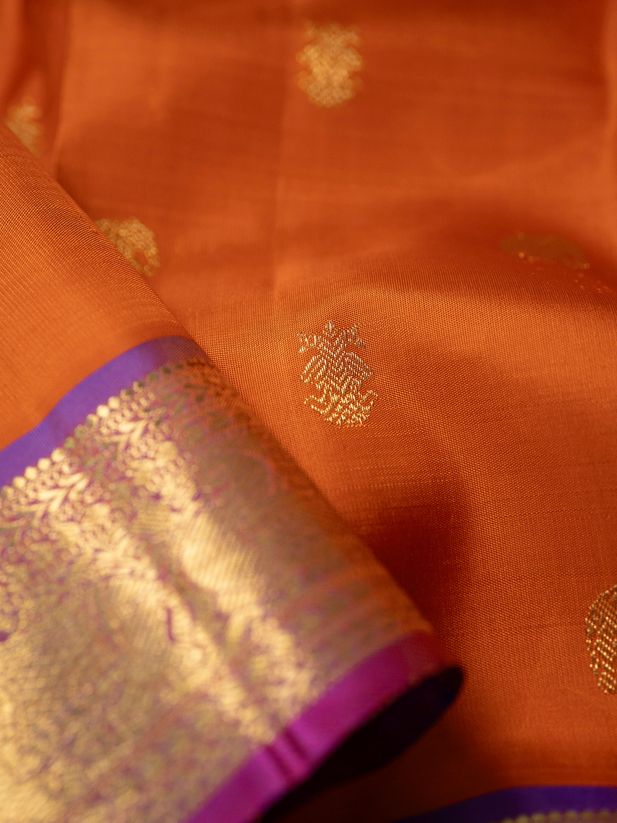 Orange with pure Zari /Kanjipuram Silk Saree CLSA11763