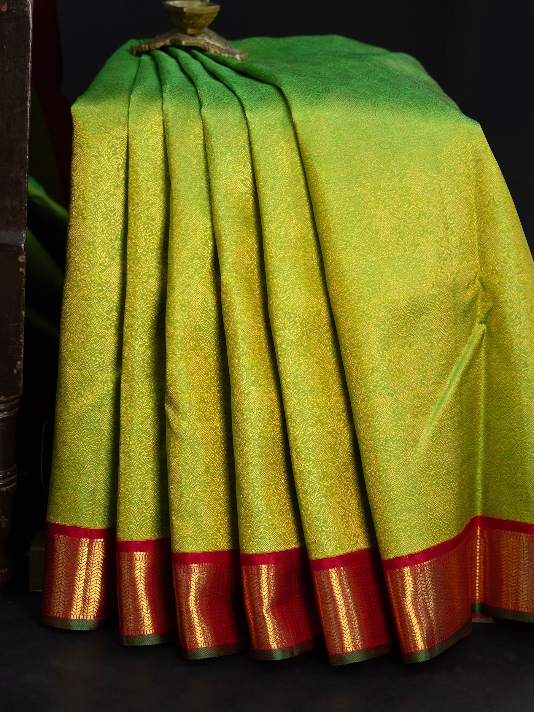 Green brocade Korvai /Bridal Kanjipuram Silk Saree CLSA4287