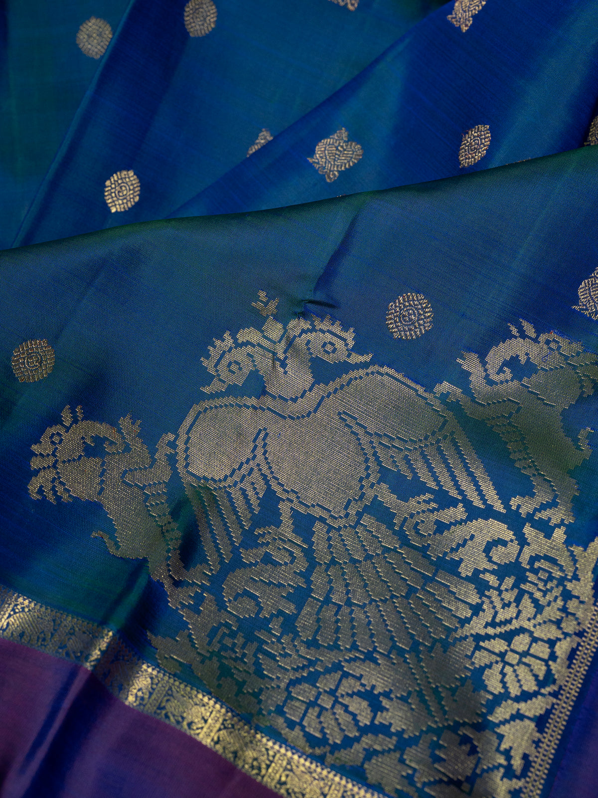 Mayilkazhuthu unique pallu corner butta / Kanjipuram Silk Saree CLSA9992