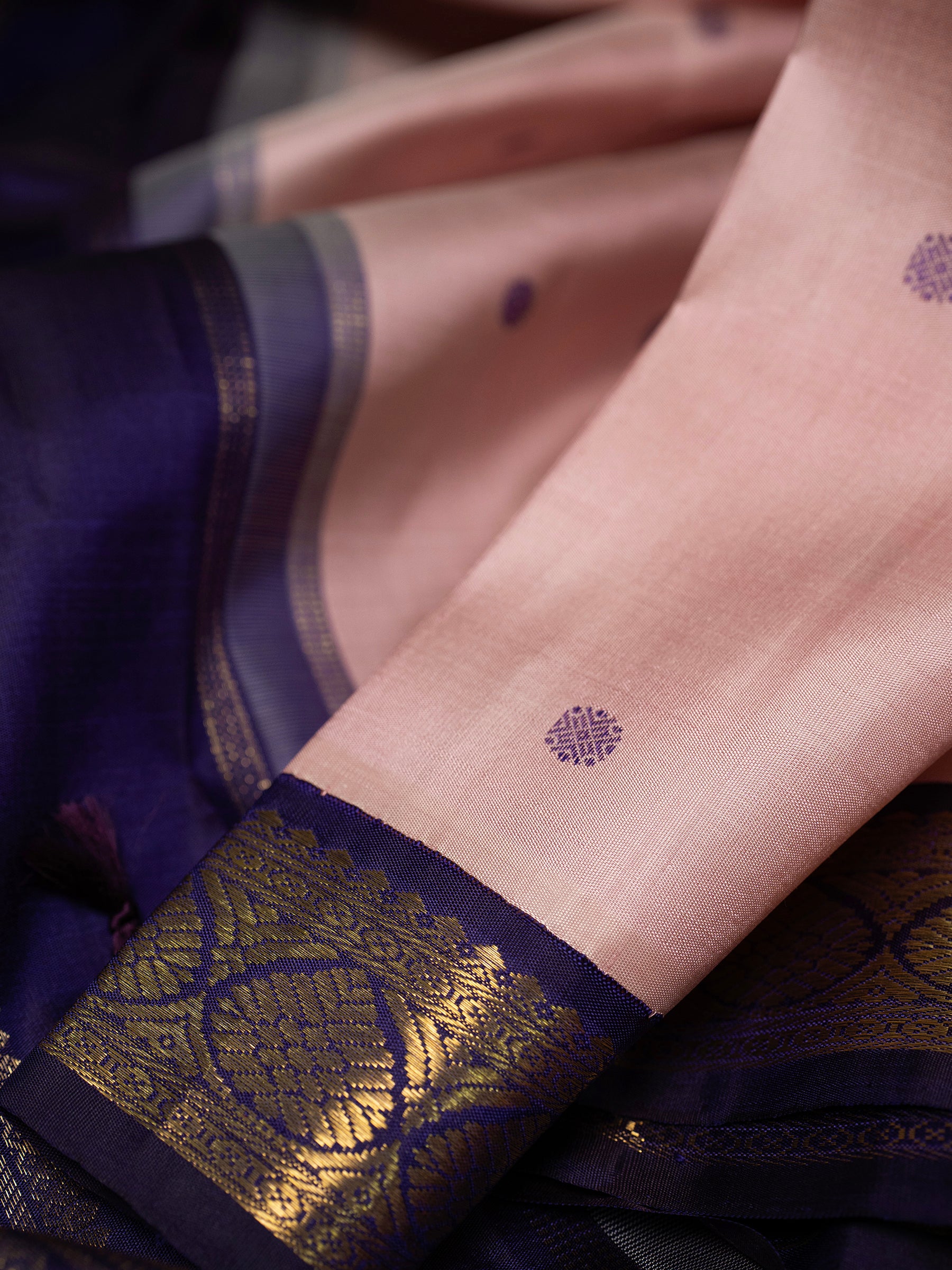 Pastel pink Kai Korvai Kanjipuram Silk Saree CLSA9632