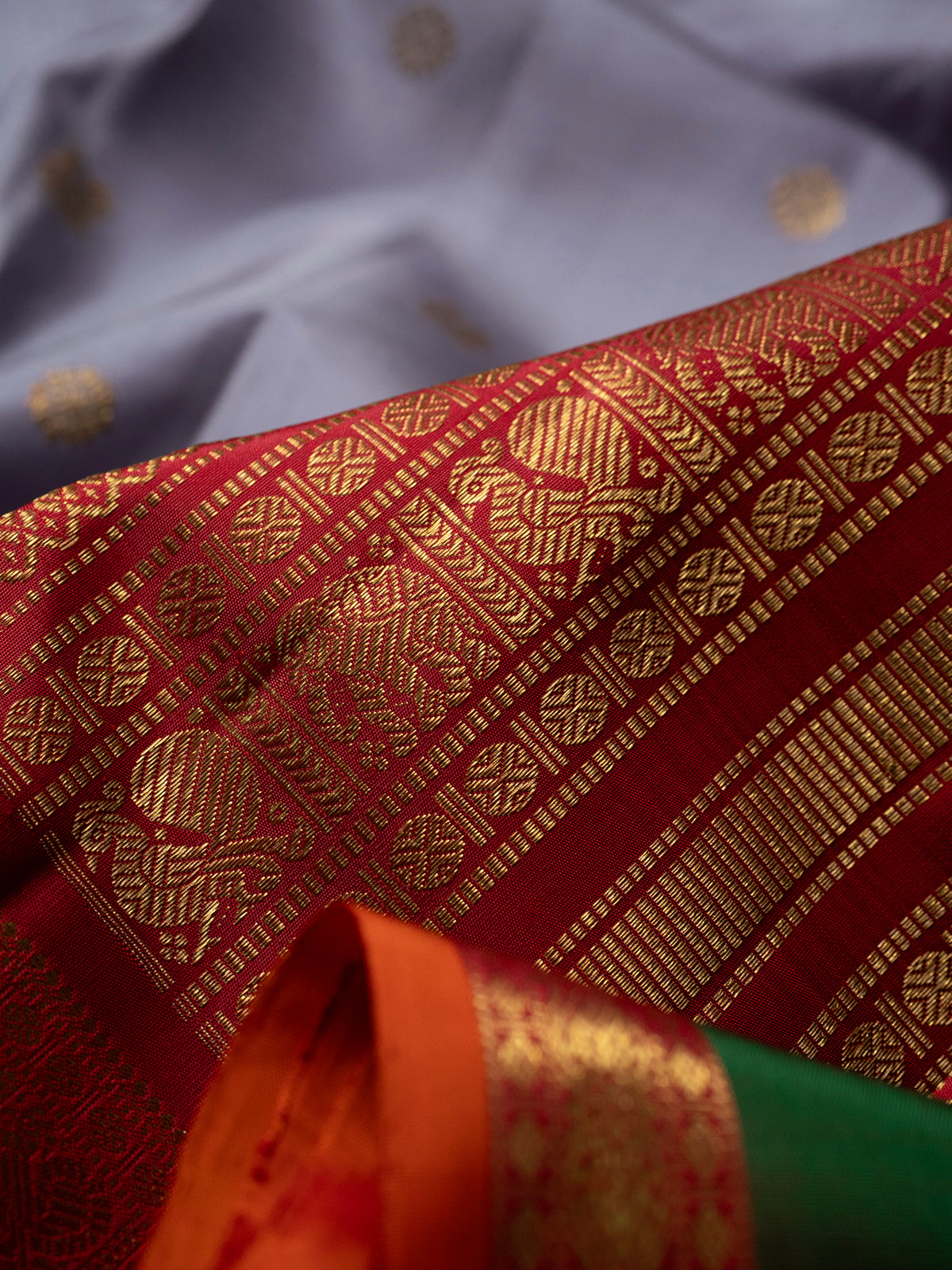 Lavender rettapet border kai korvai/ Kanjipuram Silk Saree CLSA9894
