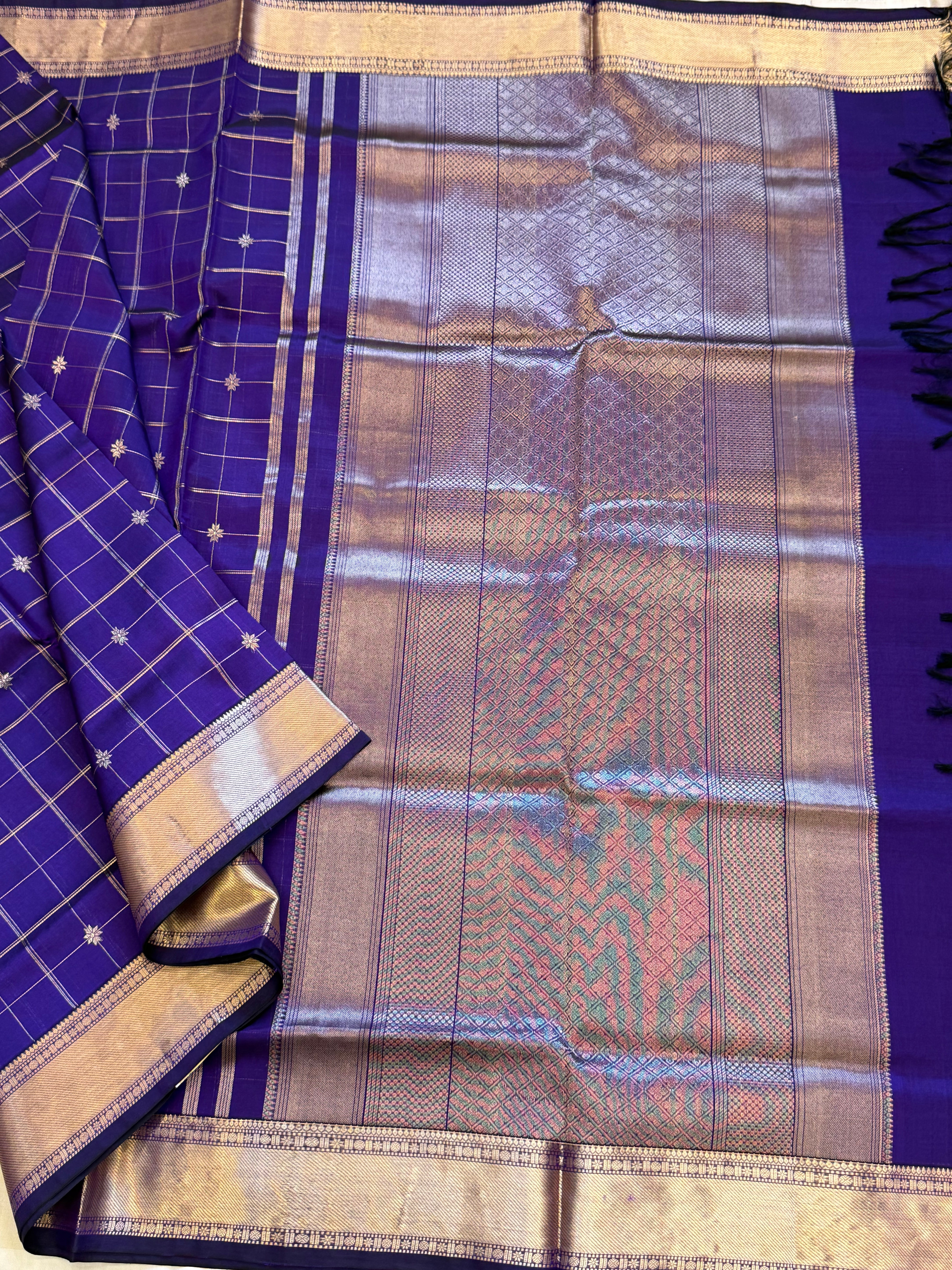 Ink blue kattam / Premium silk cotton