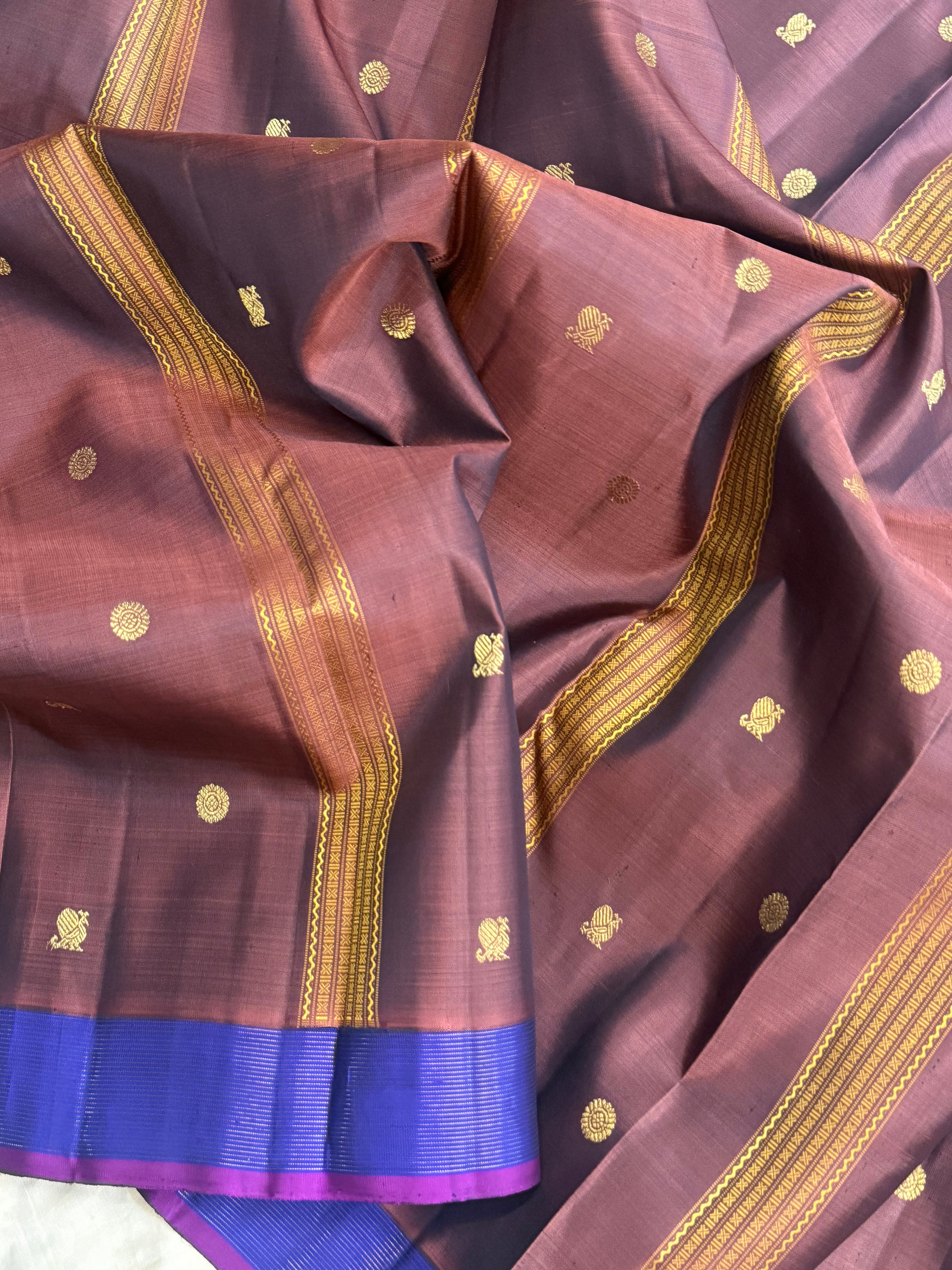 Honey color veldhari stripes / Kanjipuram silk