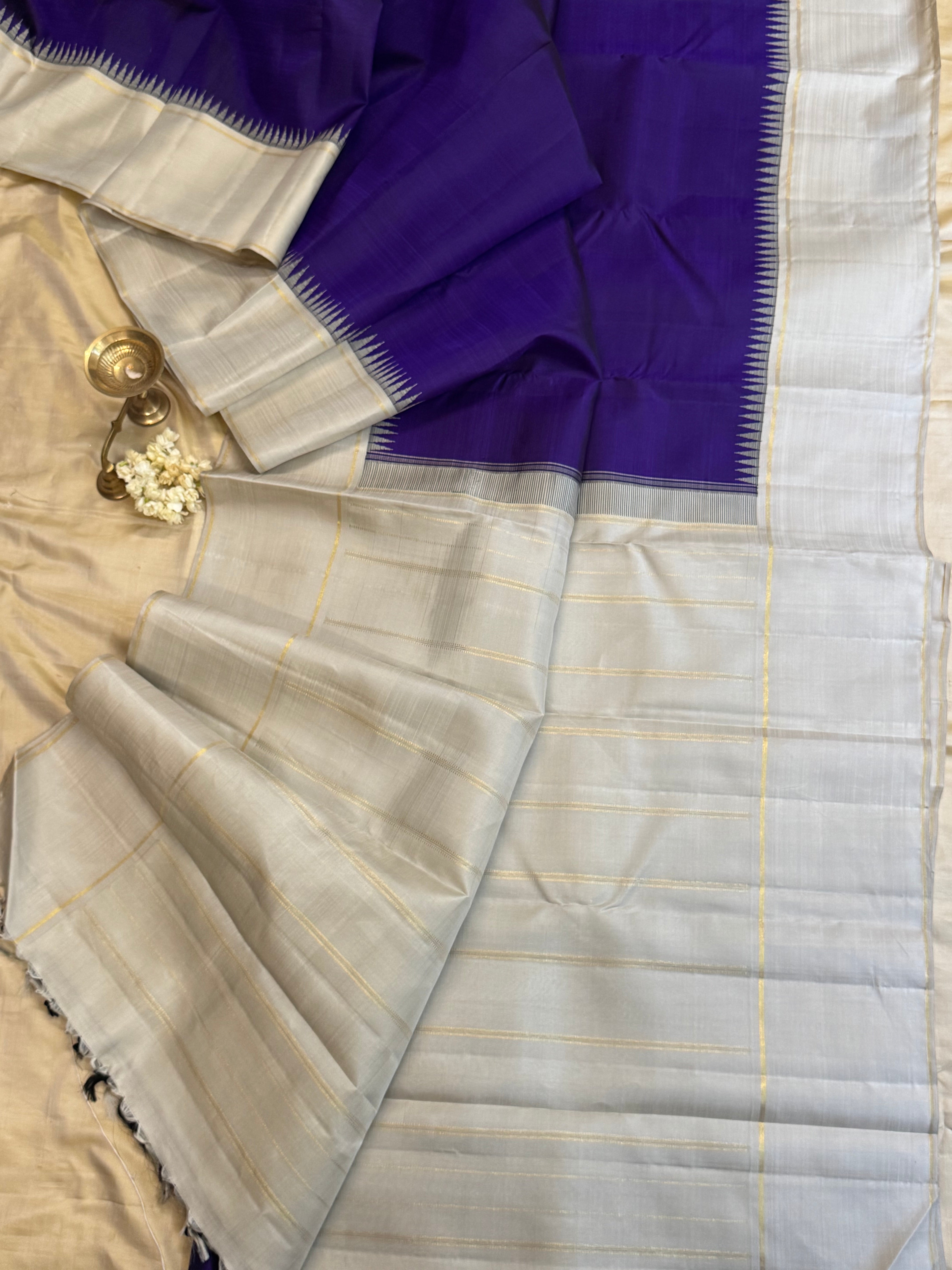 Purplish blue and silver grey / Arani silk