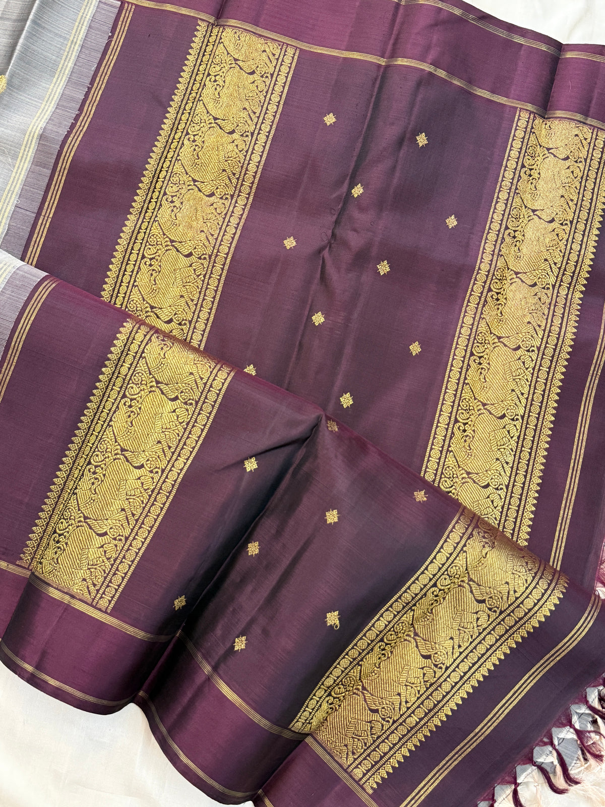 Grey butta/Kanjipuram silk saree clsa 11358