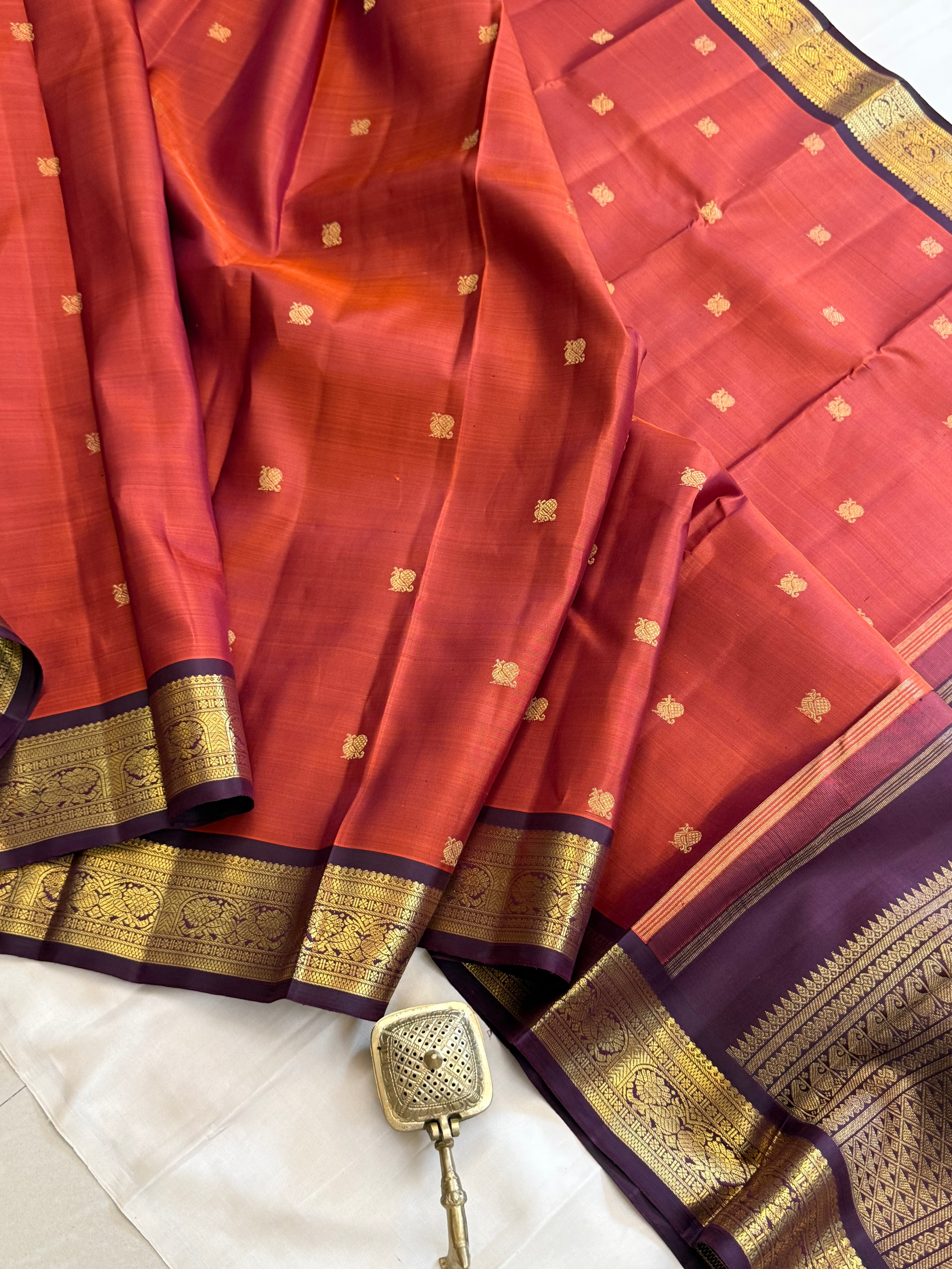 Rust Annam Butta Pure Kanjipuram silk
