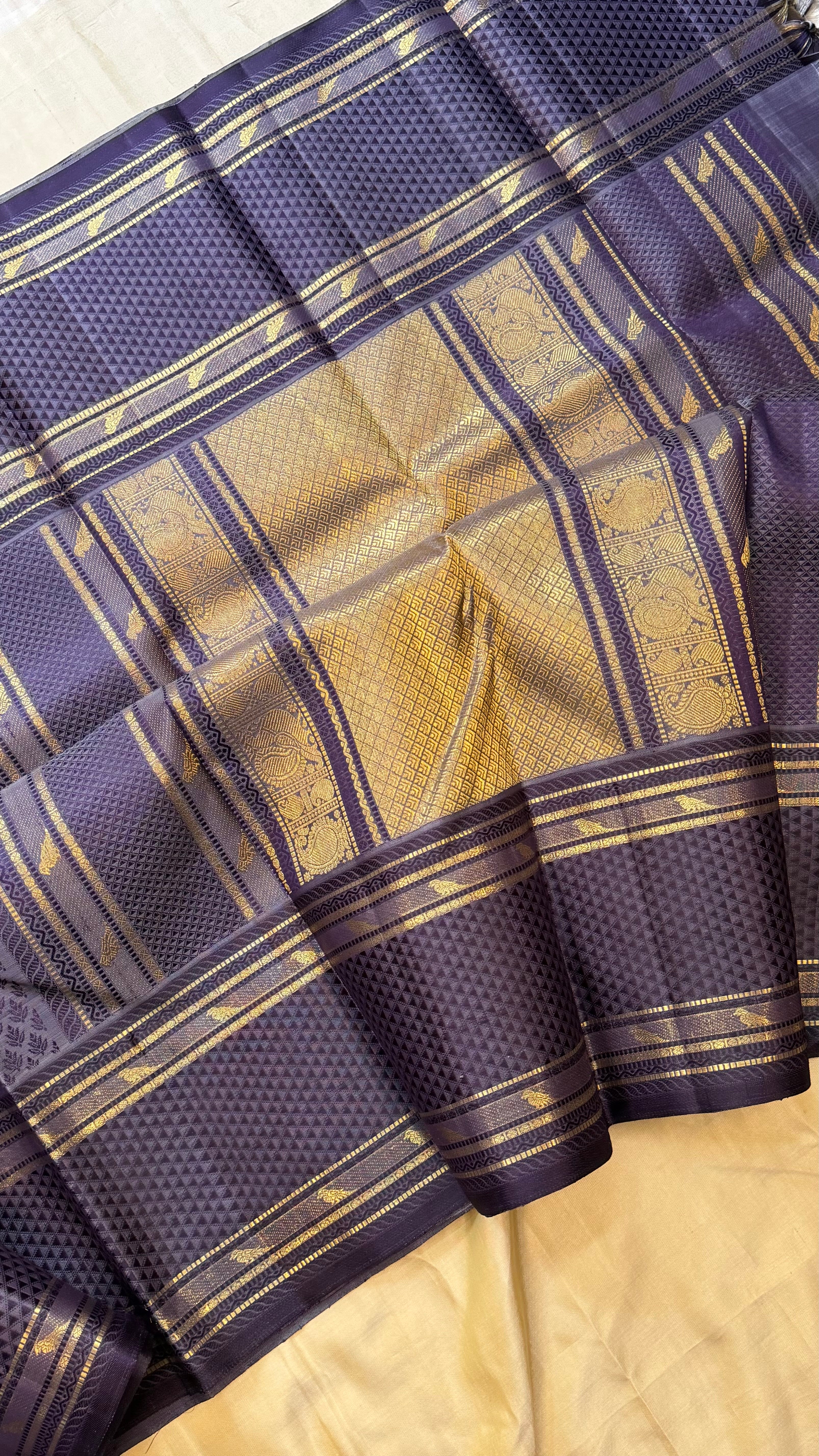 Lavender thread work / Kanjipuram silk