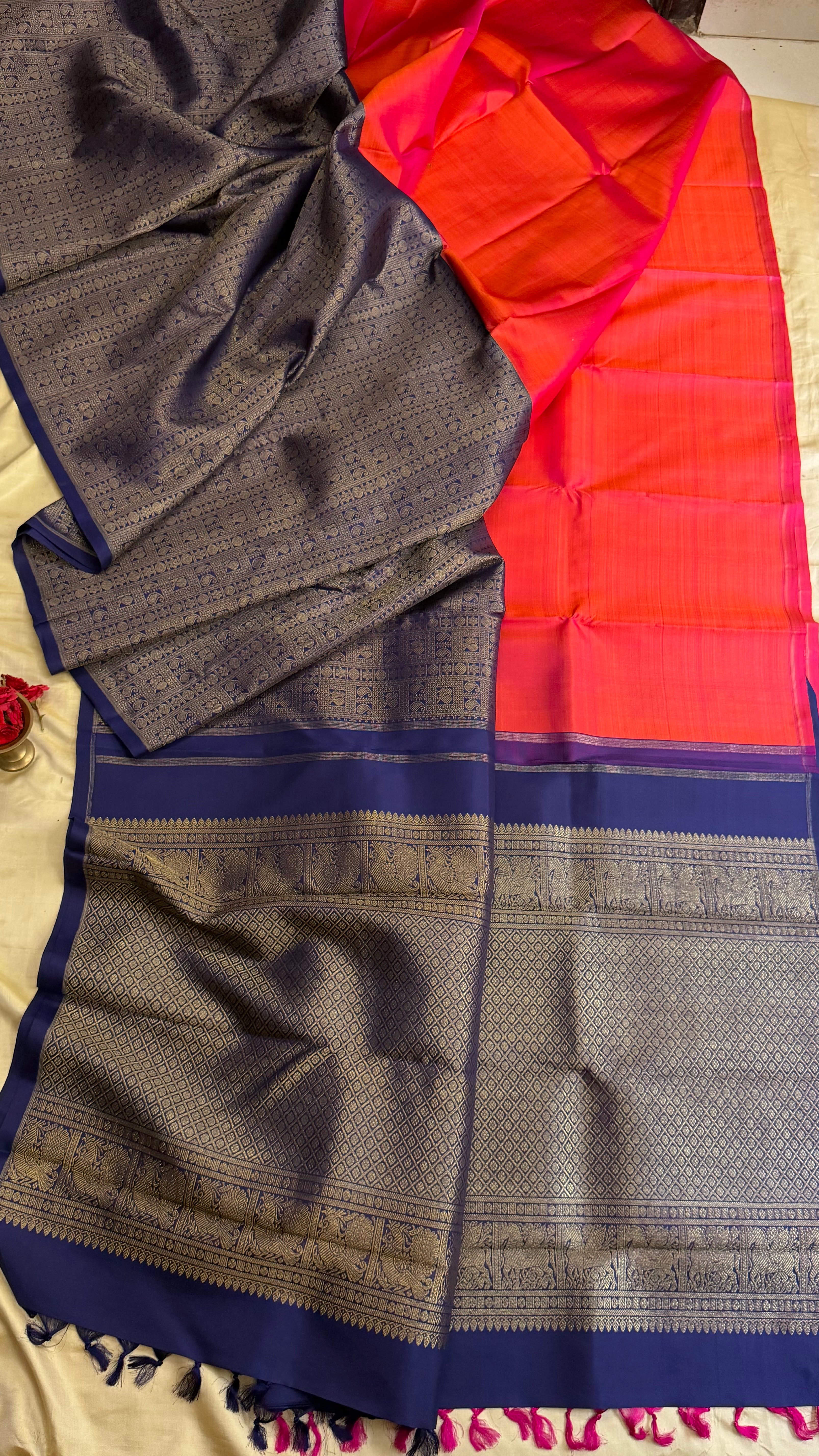 Off and off Korvai / Kanjipuram Silk