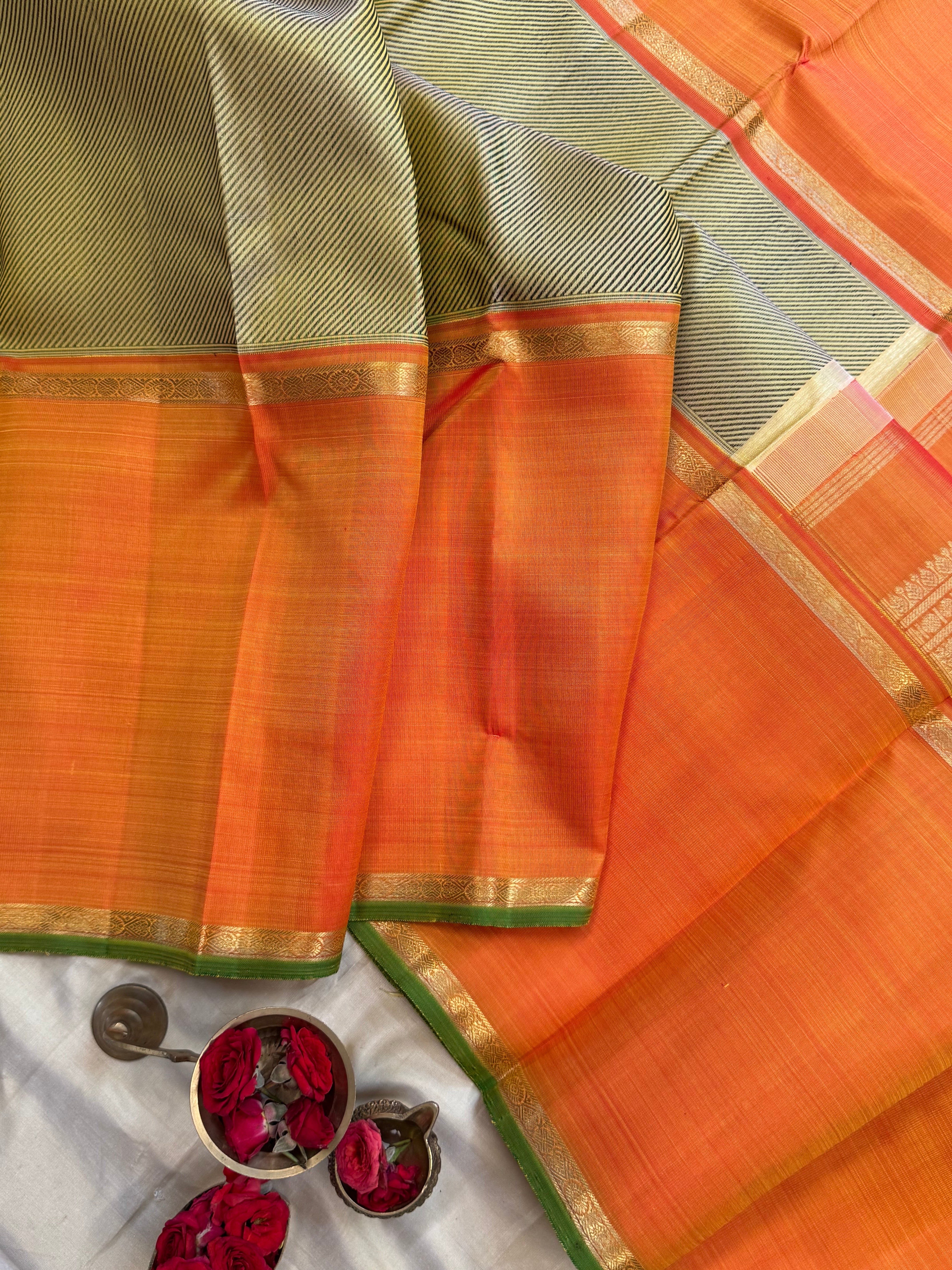 Lehariya long border/ Kanjipuram silk