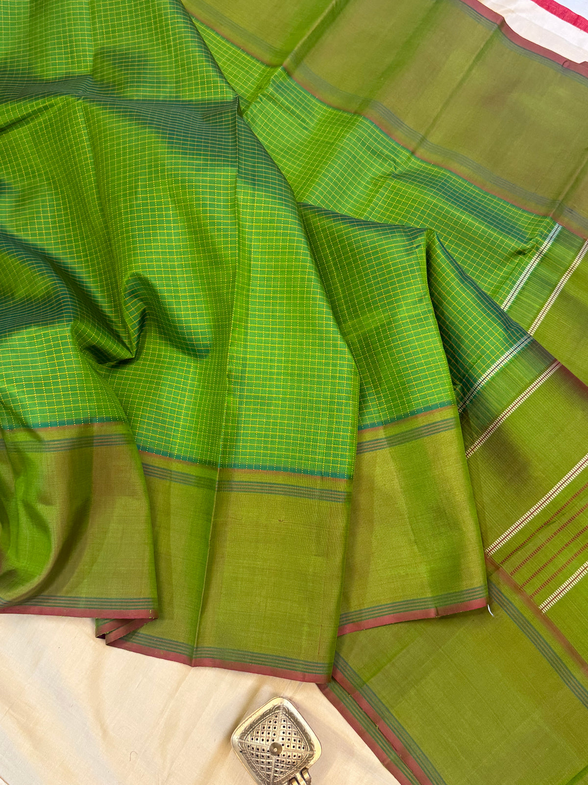 Green thread checks Aarani pure silk saree/ clsa 12055
