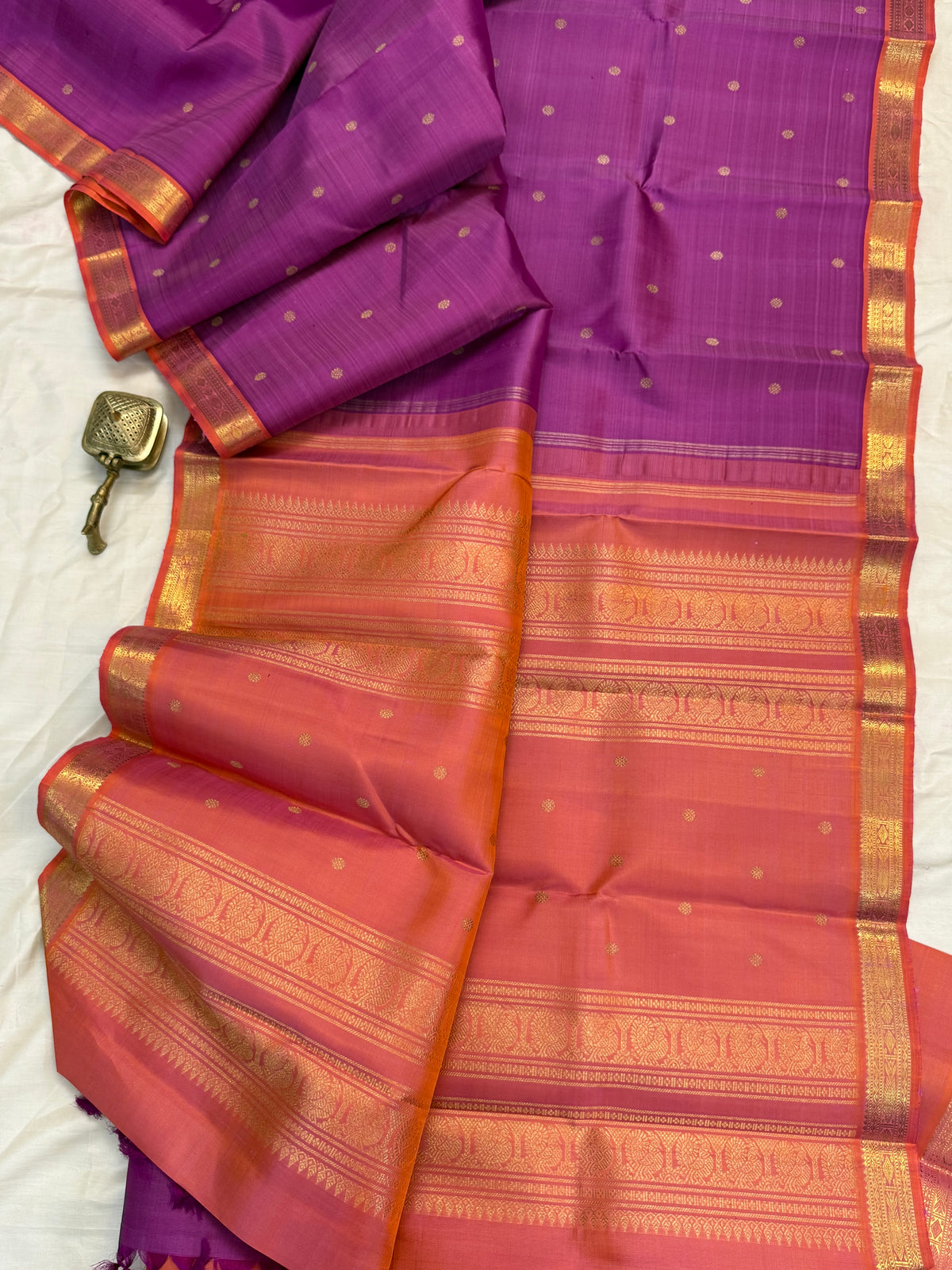 Vadamalli small border with Zari Butta/kanjipuram silk saree clsa 12363
