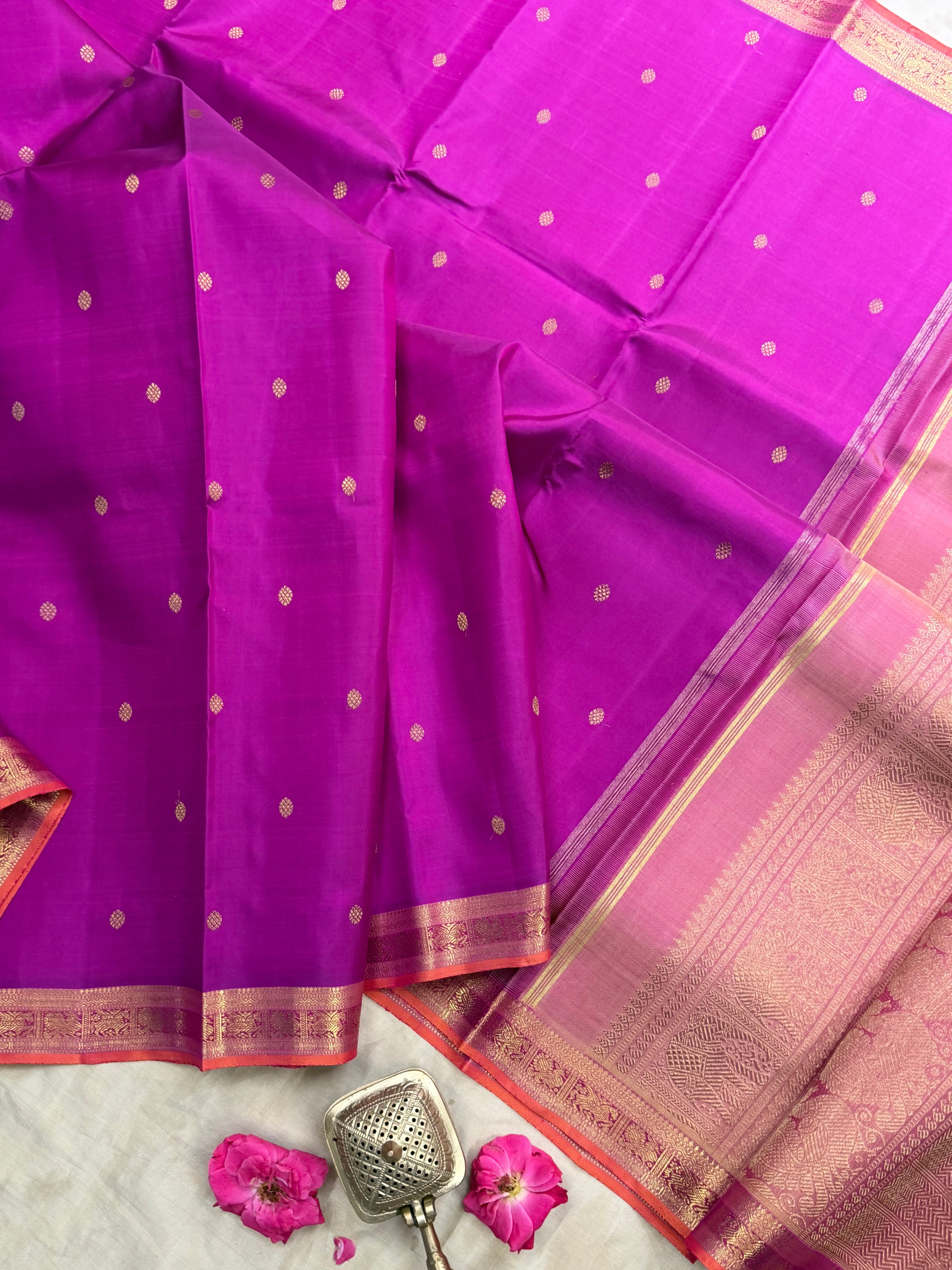Vaadamalli small border pure Zari Kanjipuram silk CLSA3624