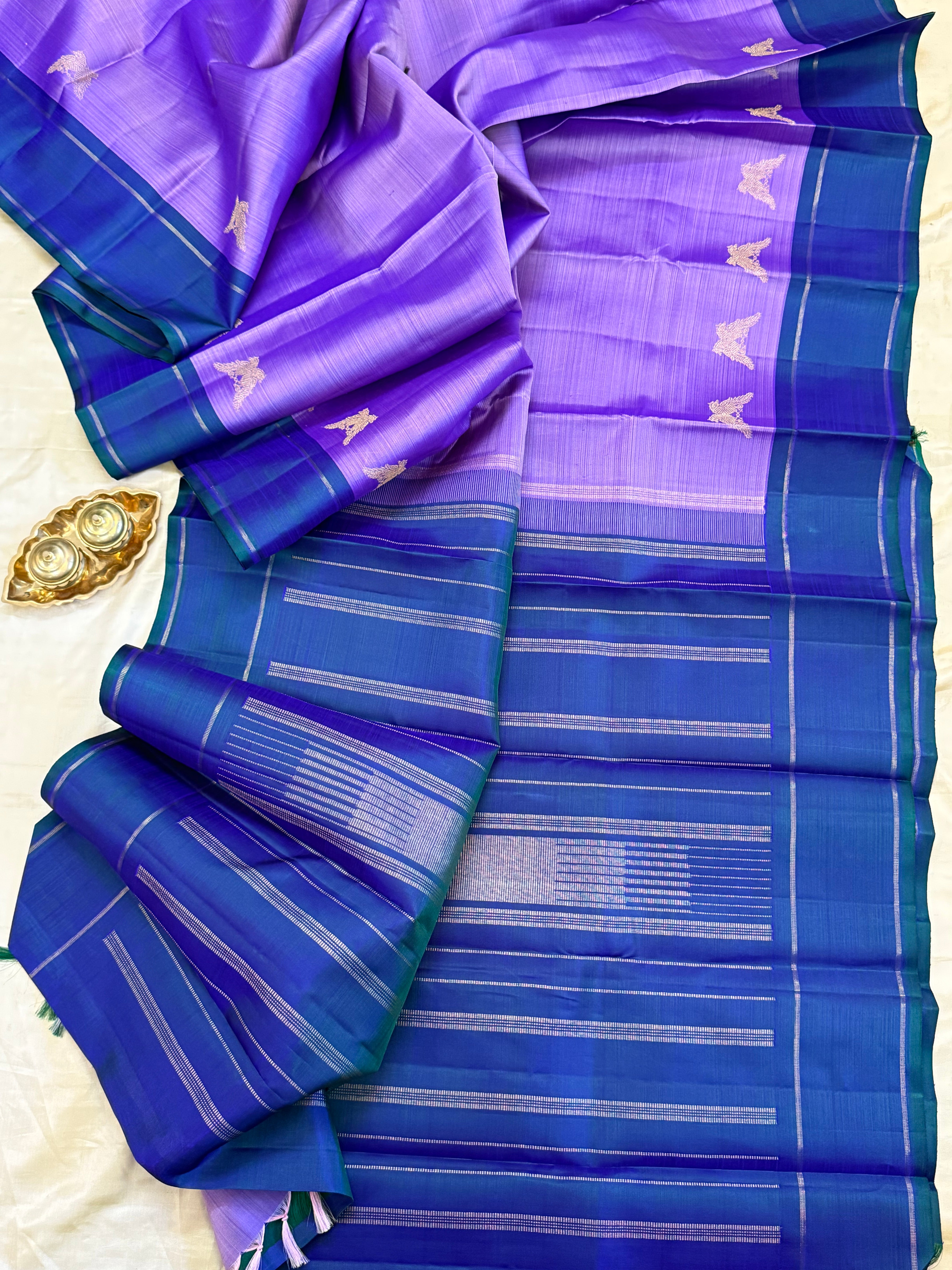 Lavender and mayilkazhuthu border jodi kili butta/ KANJIPURAM SILK SAREE CLSA 10534