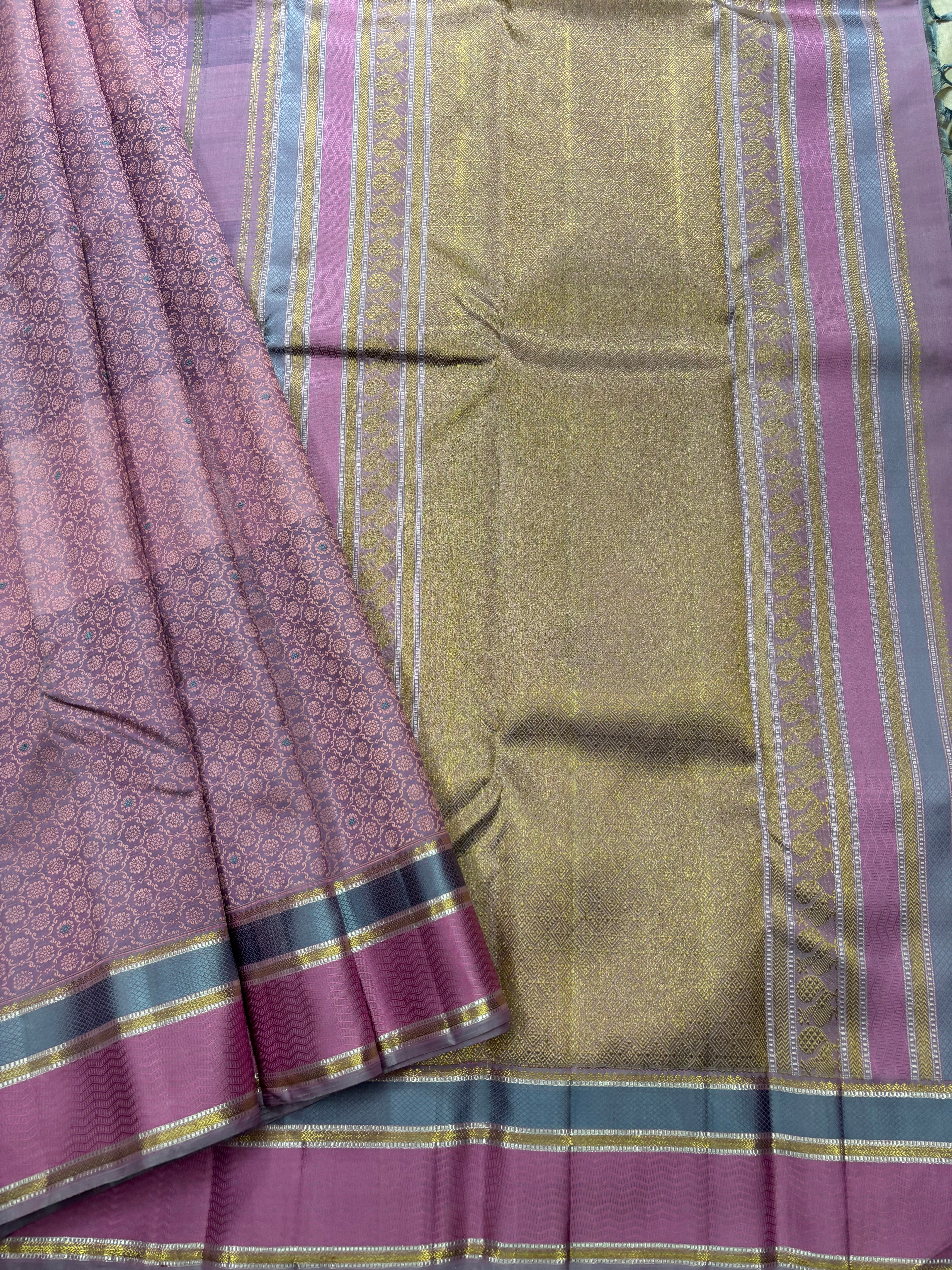 Lavender thread work / kanjipuram silk