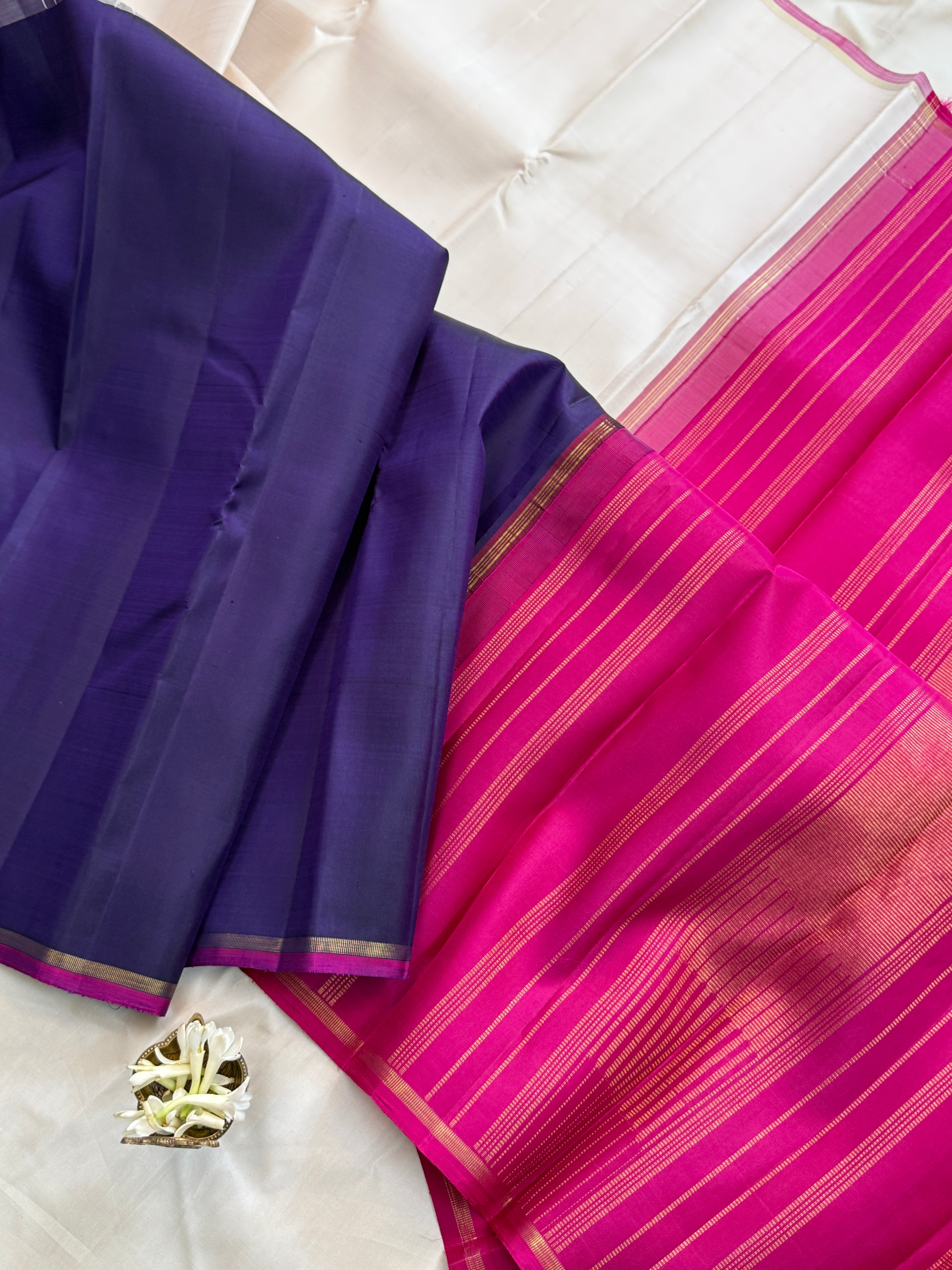 Purple and offwhite half an half pattern / Kanjipuram silk/clsa 11595