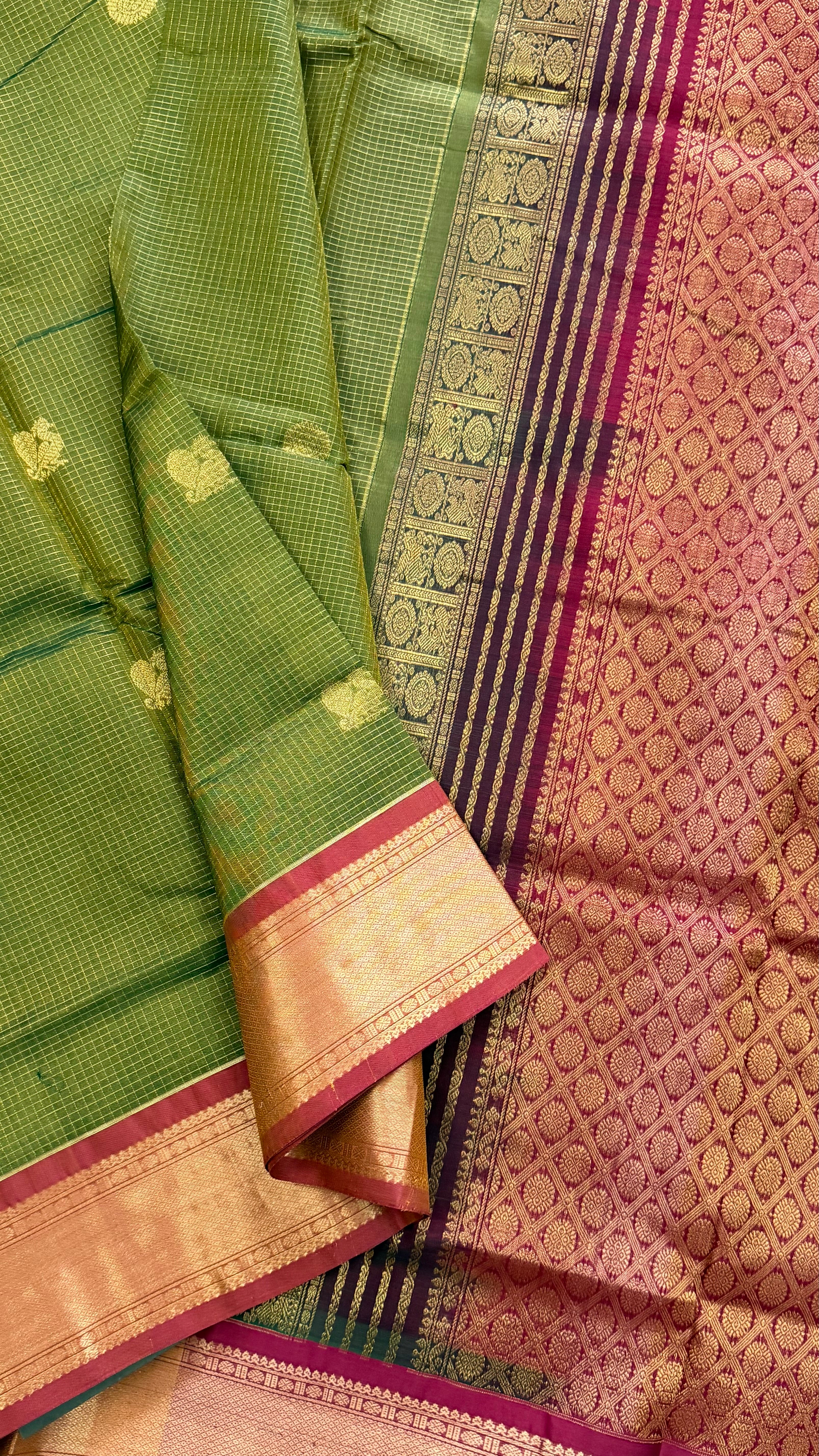 Green Zari Kattam premium silk cotton