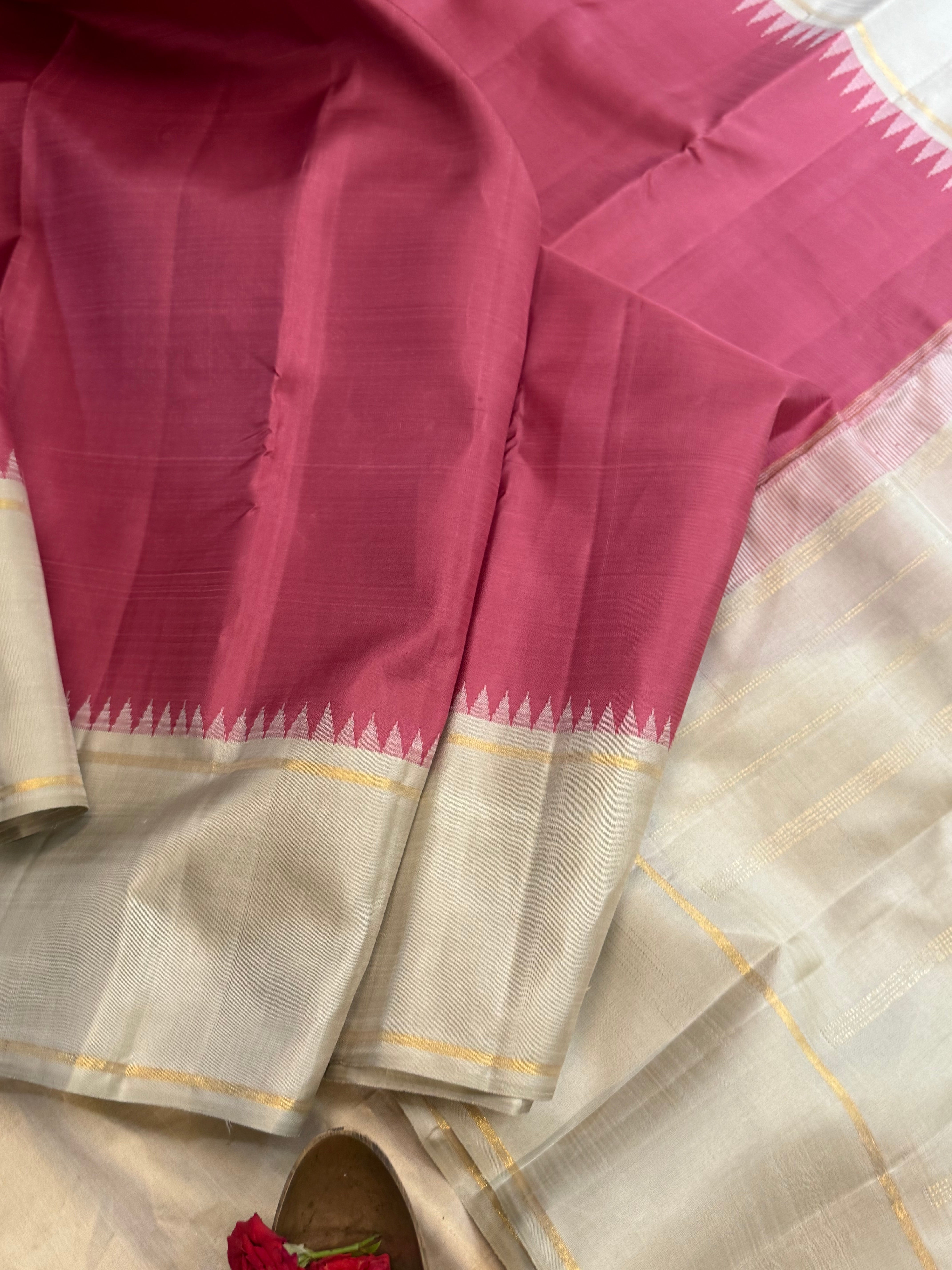Dusky pink and silverish / Arani silk