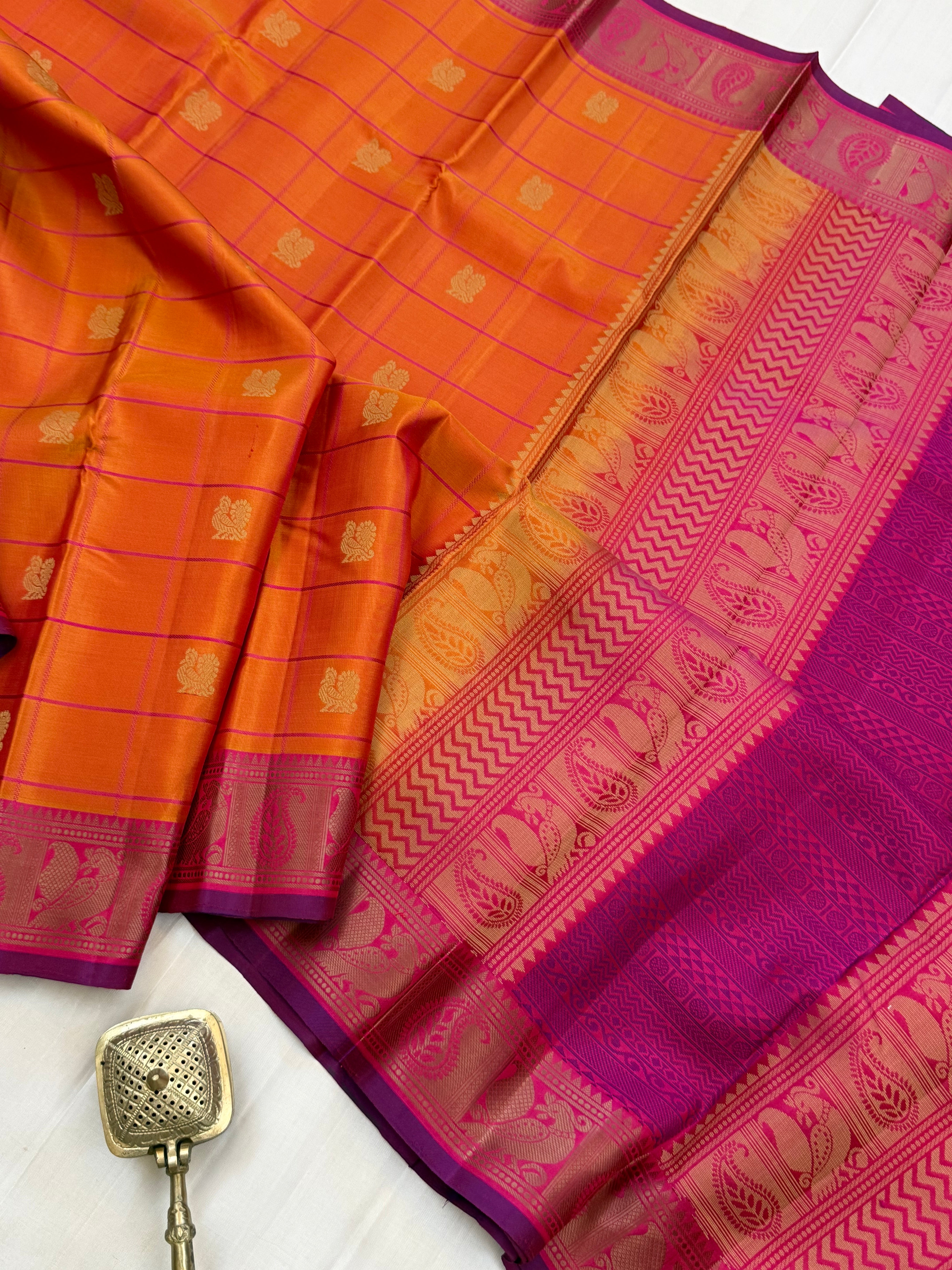 Simha and pink kattam butta /Varnangal thread work CLSA11278