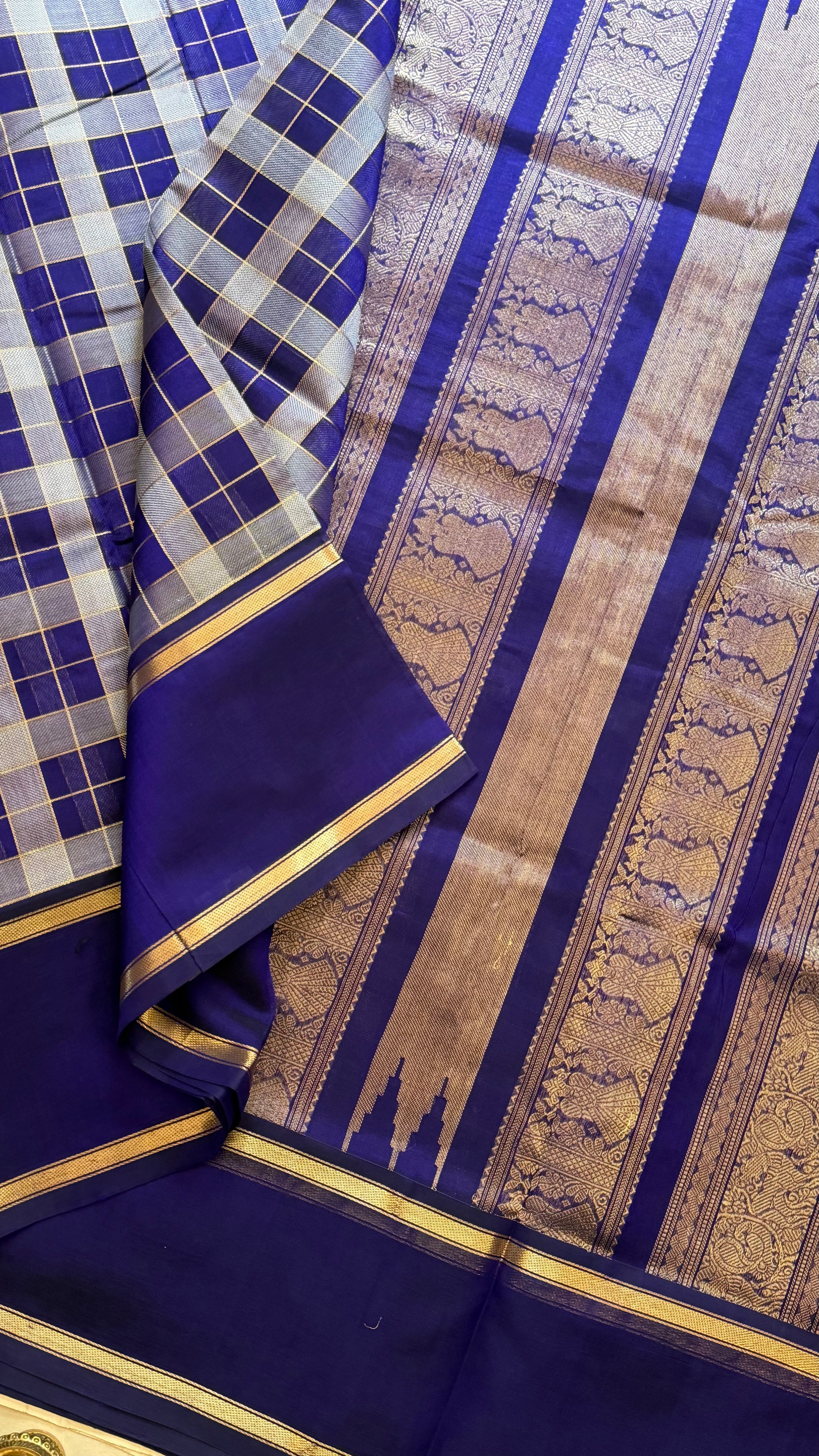 Chettinad Kattam blue silk cotton.
