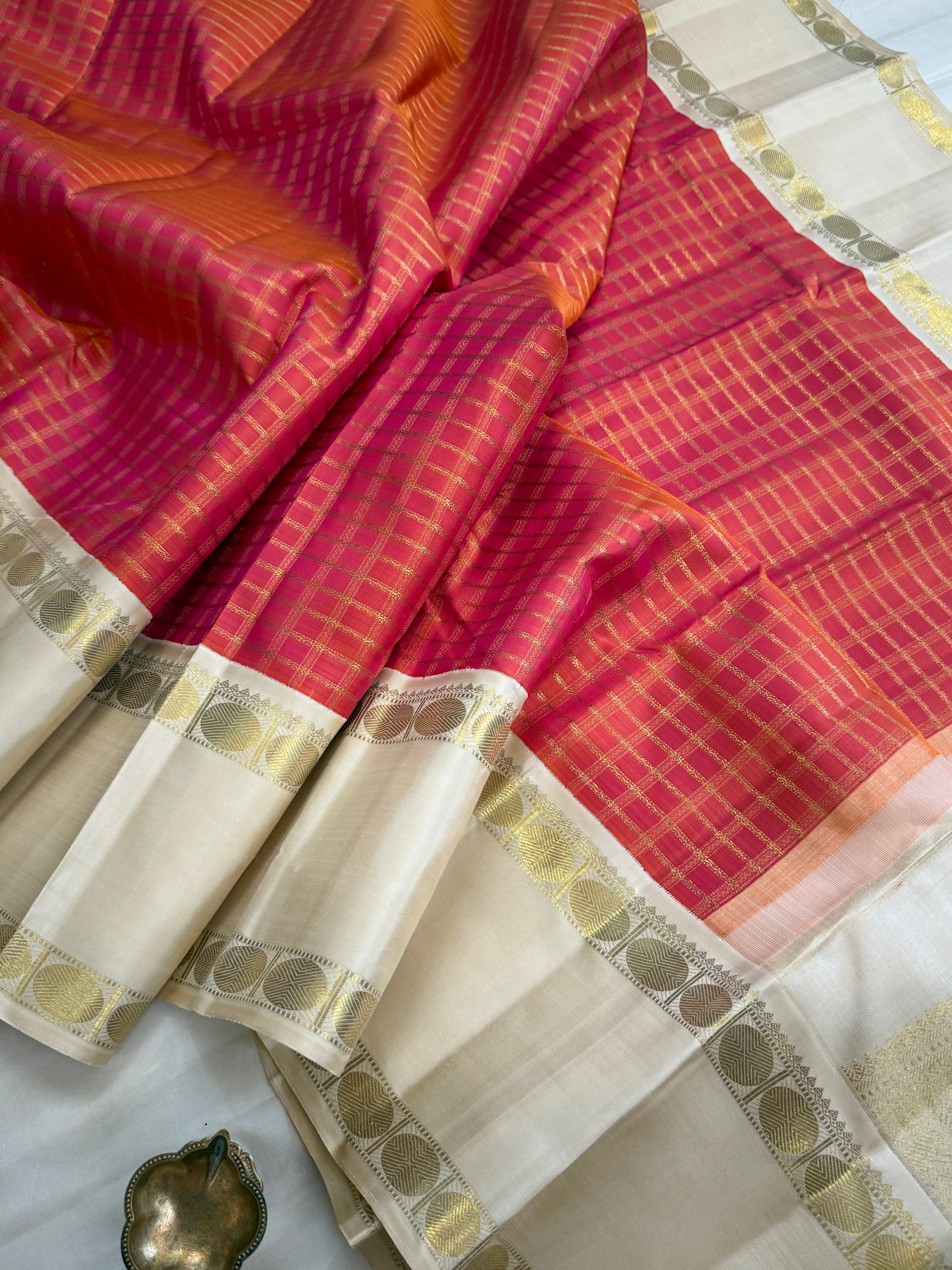 Zari Kattam Kai korvai retta pet / kanjipuram silk CLSA9875