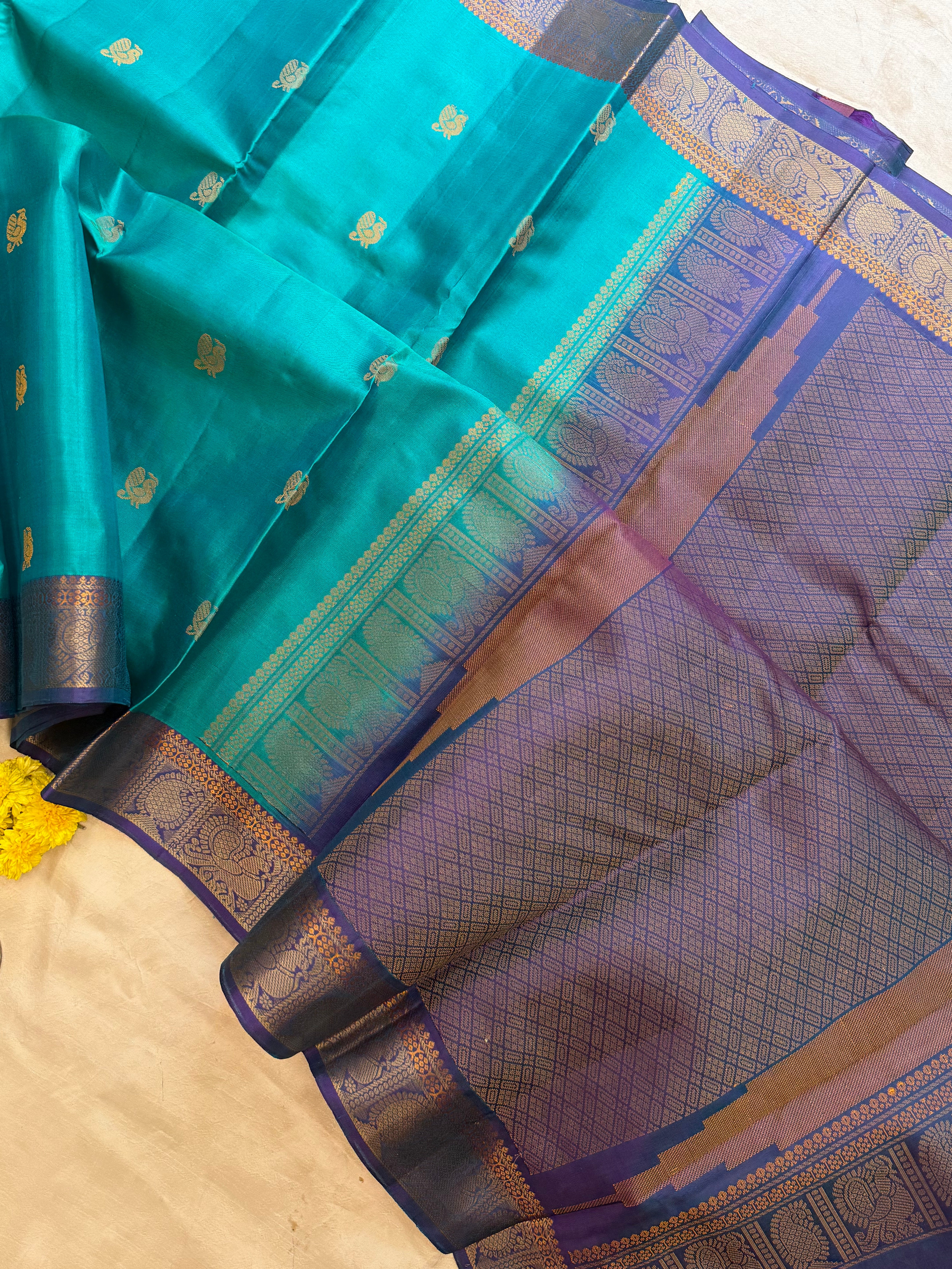 Rama green shot blue / Varnangal soft silk
