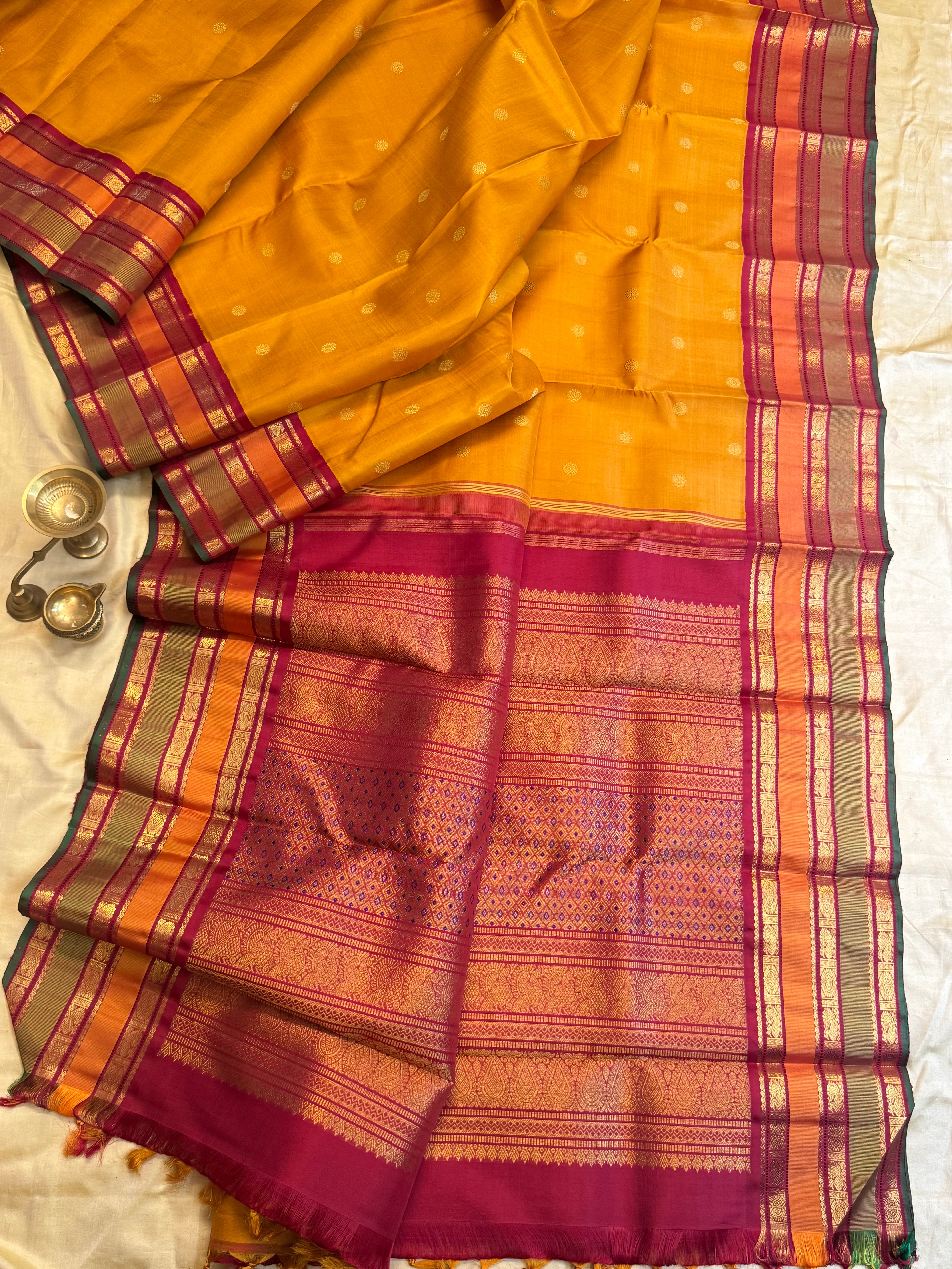 AALAYAM : Varisapet yellow kanjipuram silk