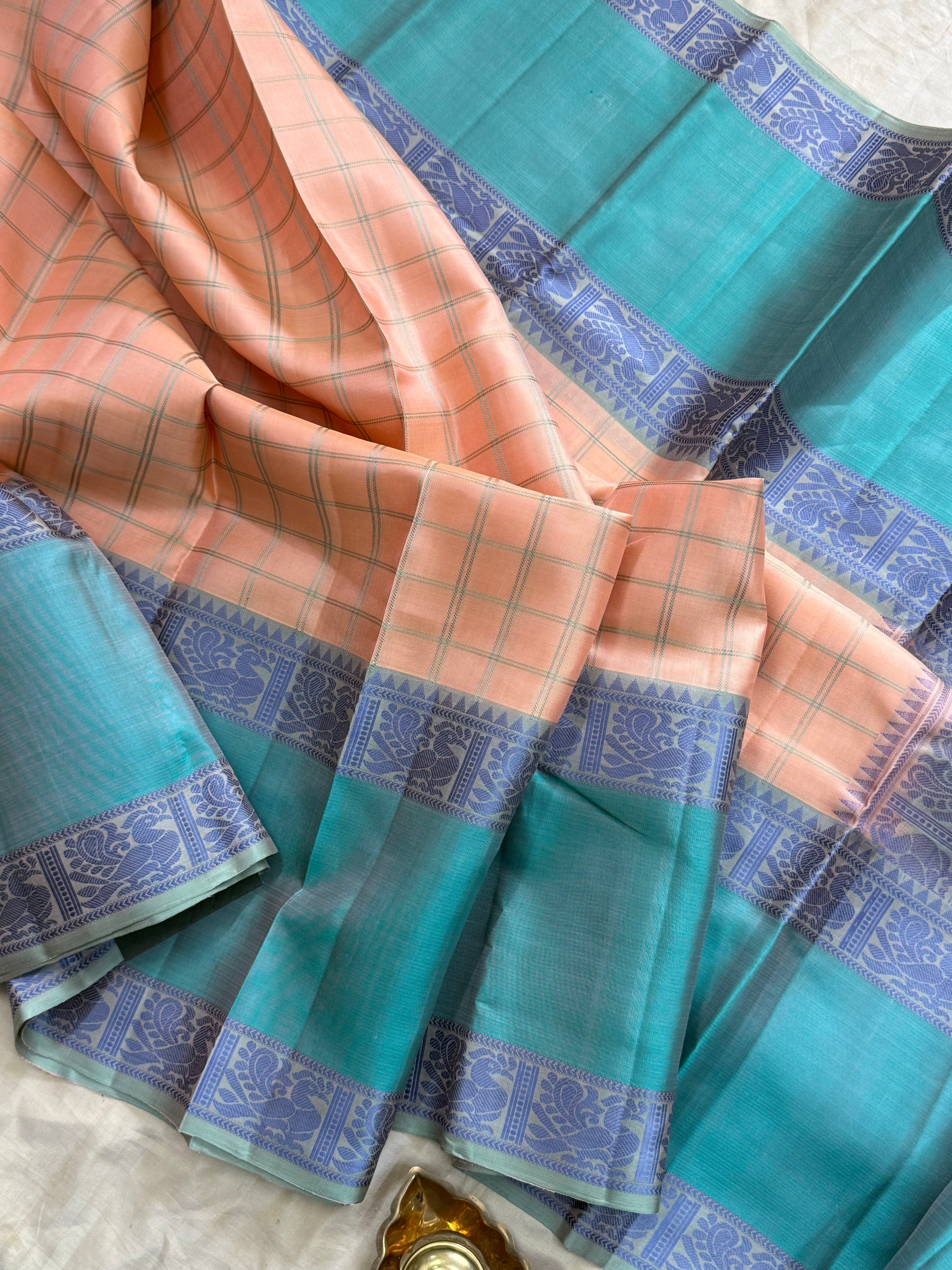 Blush pink kattam long border/ Varnangal Soft Silk CL6532