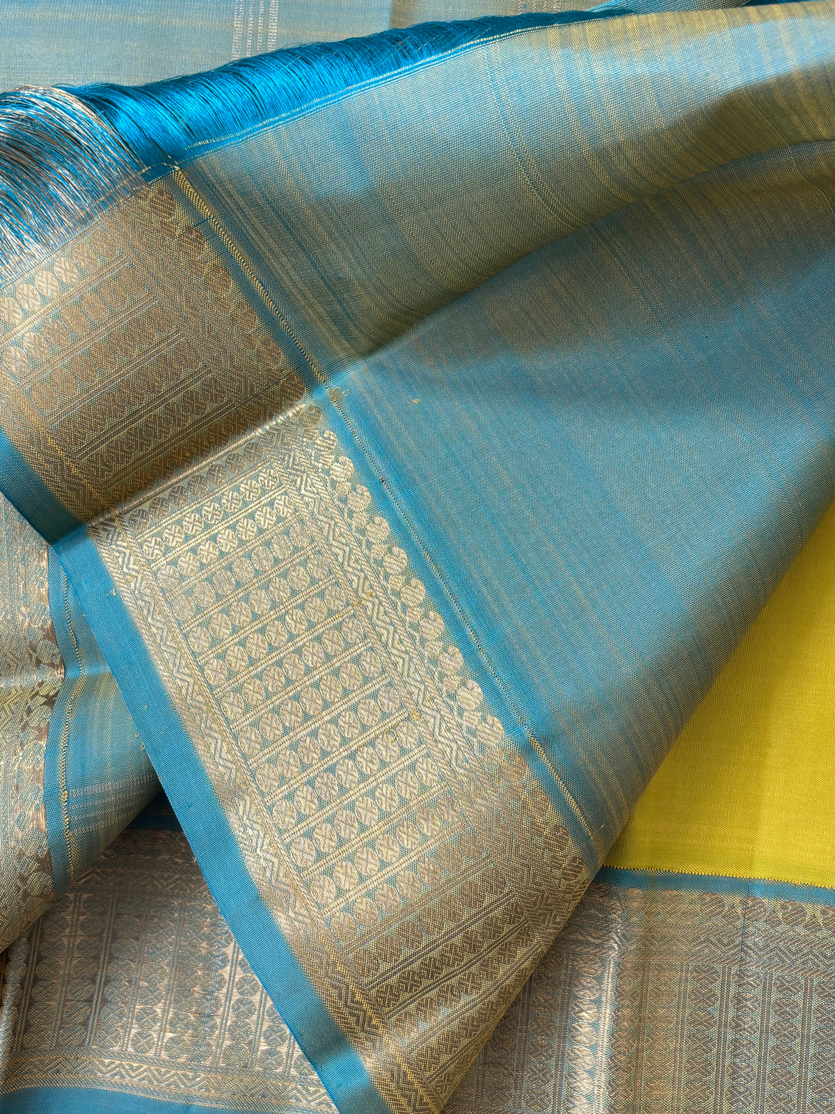 Concept saree-double pallu and double blouse Korvai/kanjipuram silk saree clsa 10956