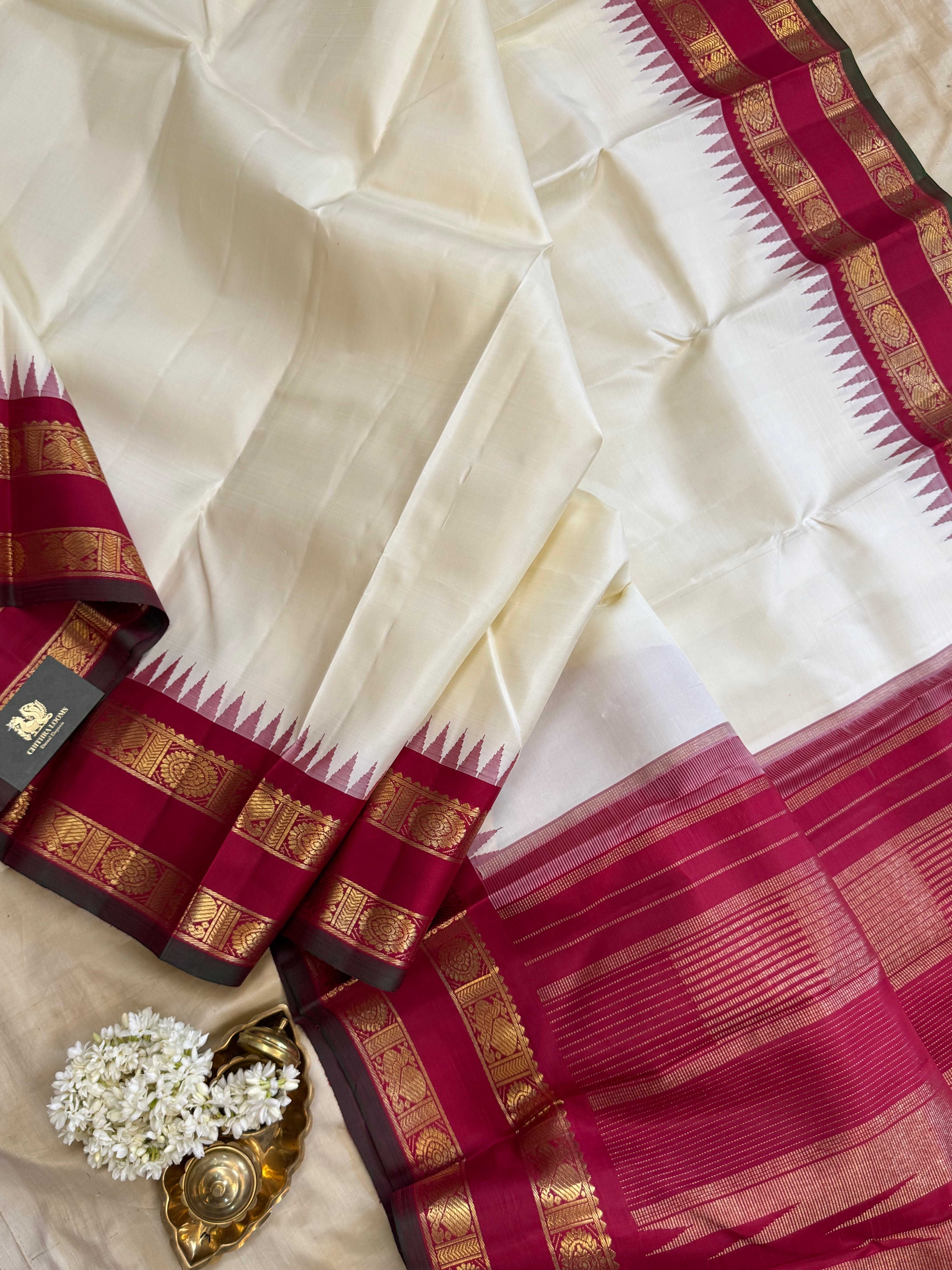 Off white Korvai retta pet border/ kanjipuram silk CLSA6309
