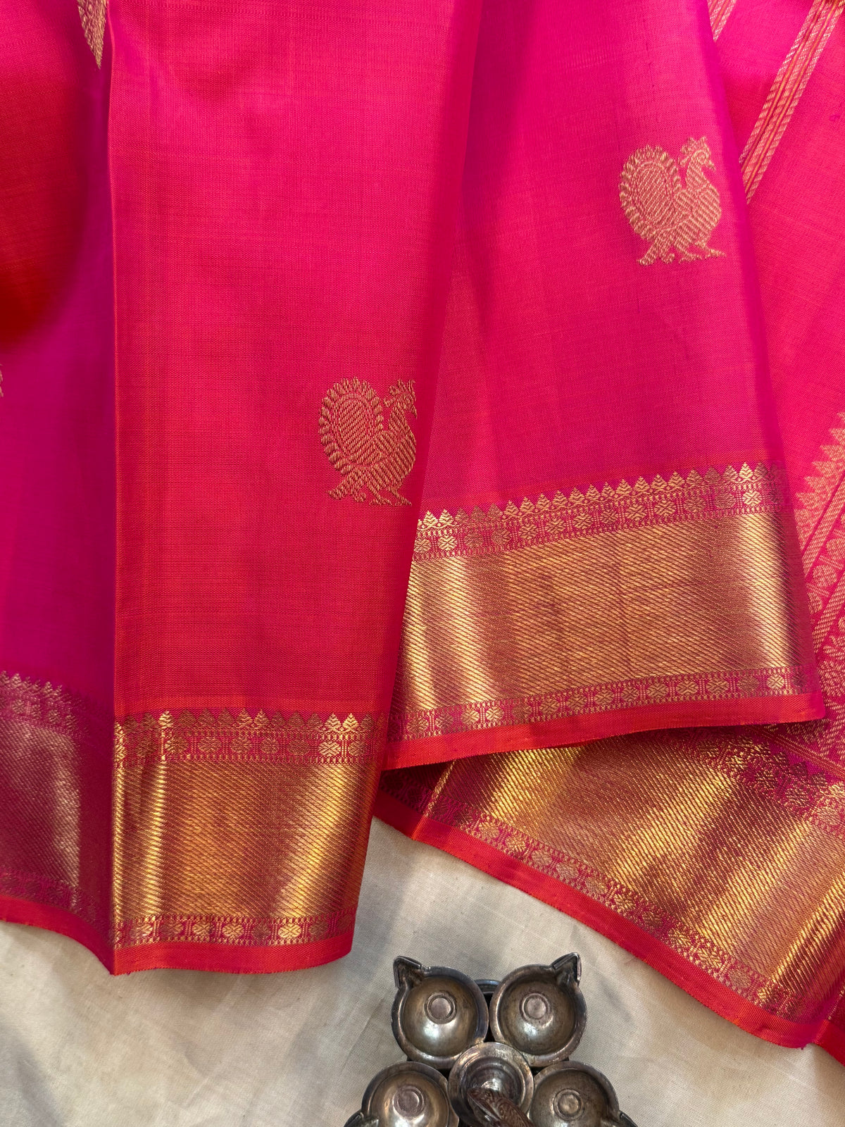 Pinkish orange getti border/ Kanjipuram silk
