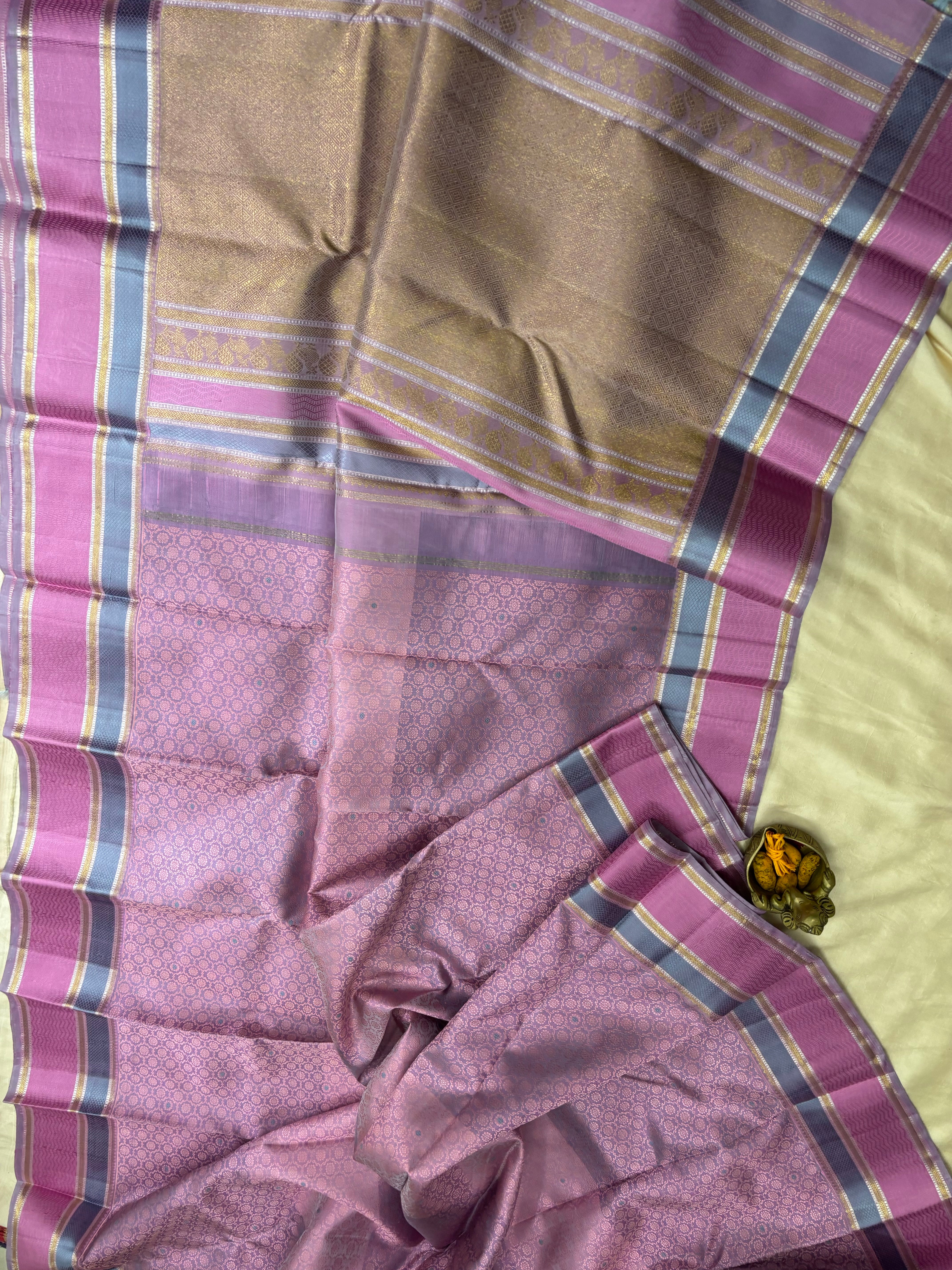 Lavender thread work / kanjipuram silk