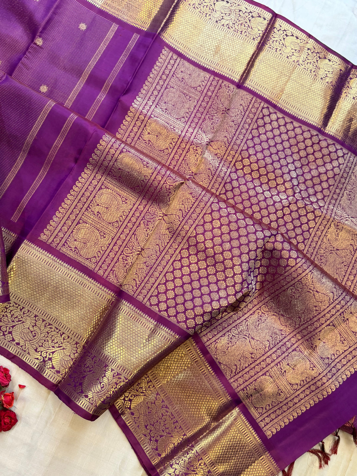 Purple shot Araku colour Vairaoosi / pure Zari Kanjipuram silk