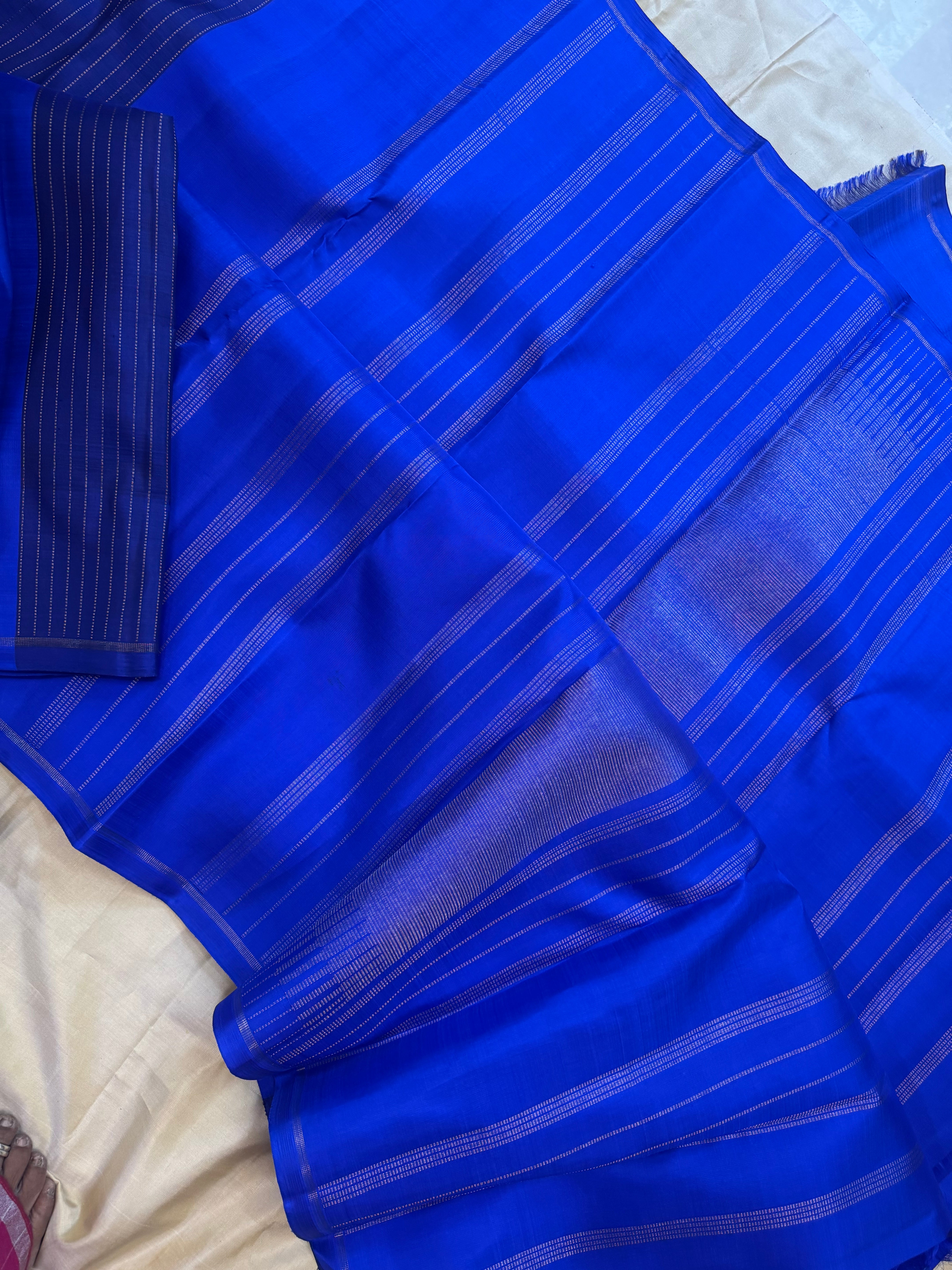 Concept saree blue band kanjipuram silk