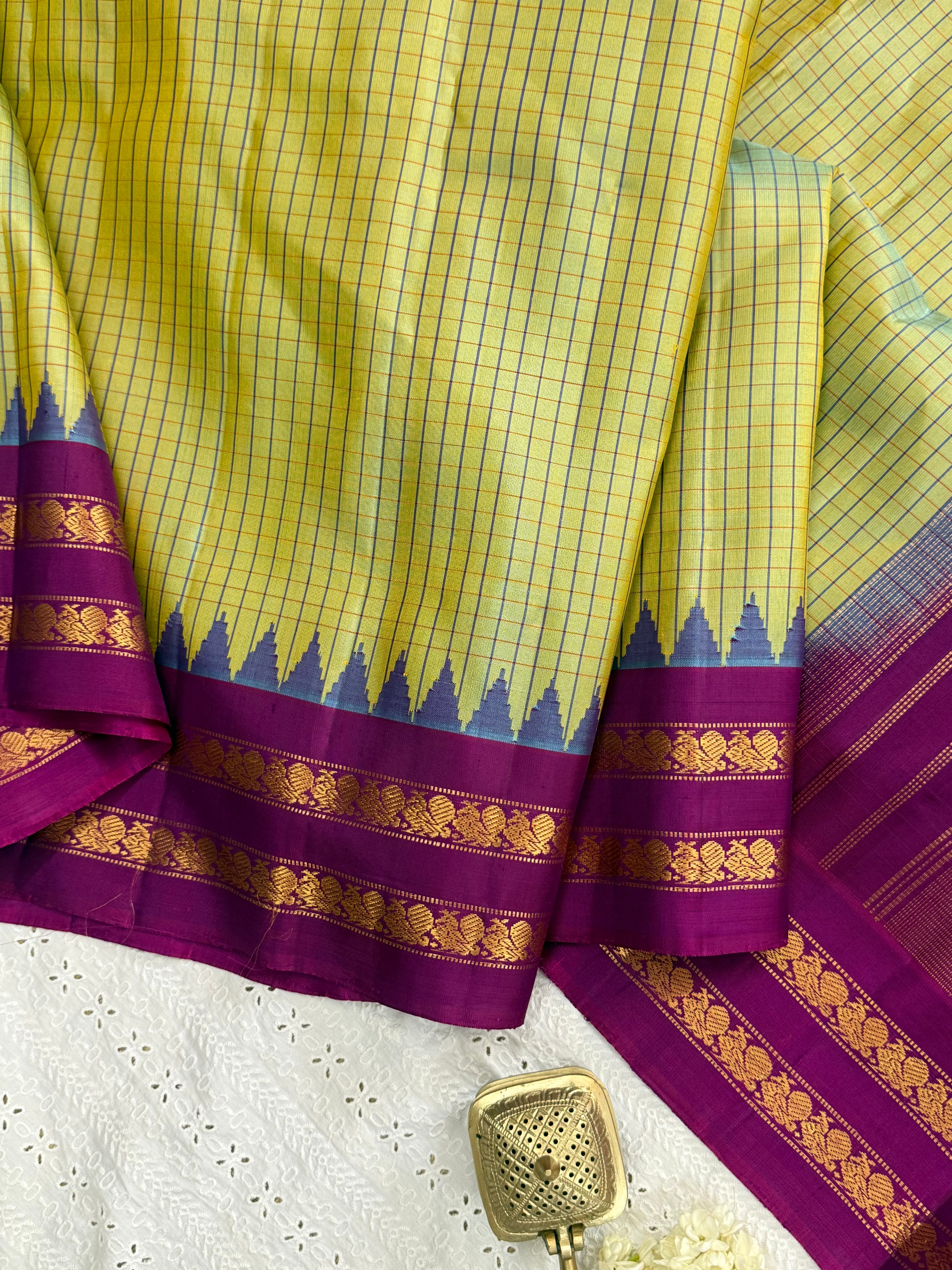 Green shot purple kattam / Gadwal silk CL10310