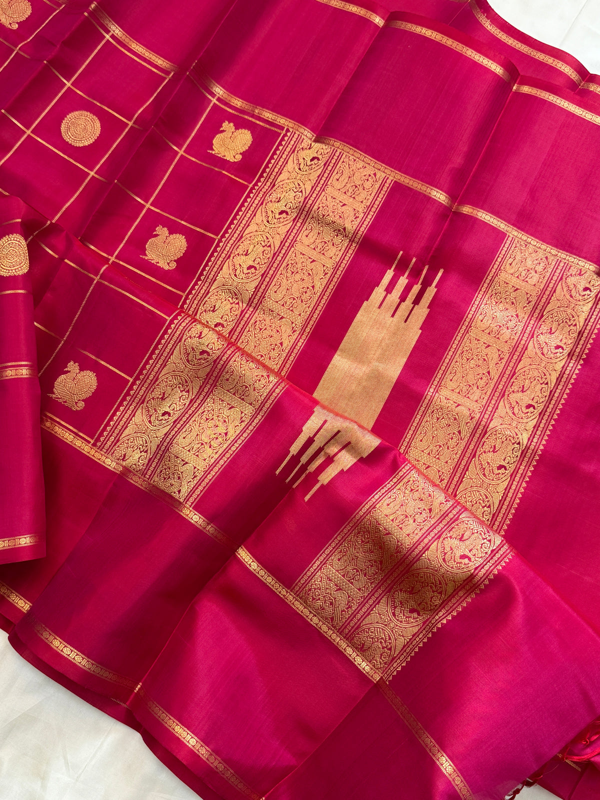 Special edition fuchsia pink with Zari kattam butta silk saree/clsa 12412