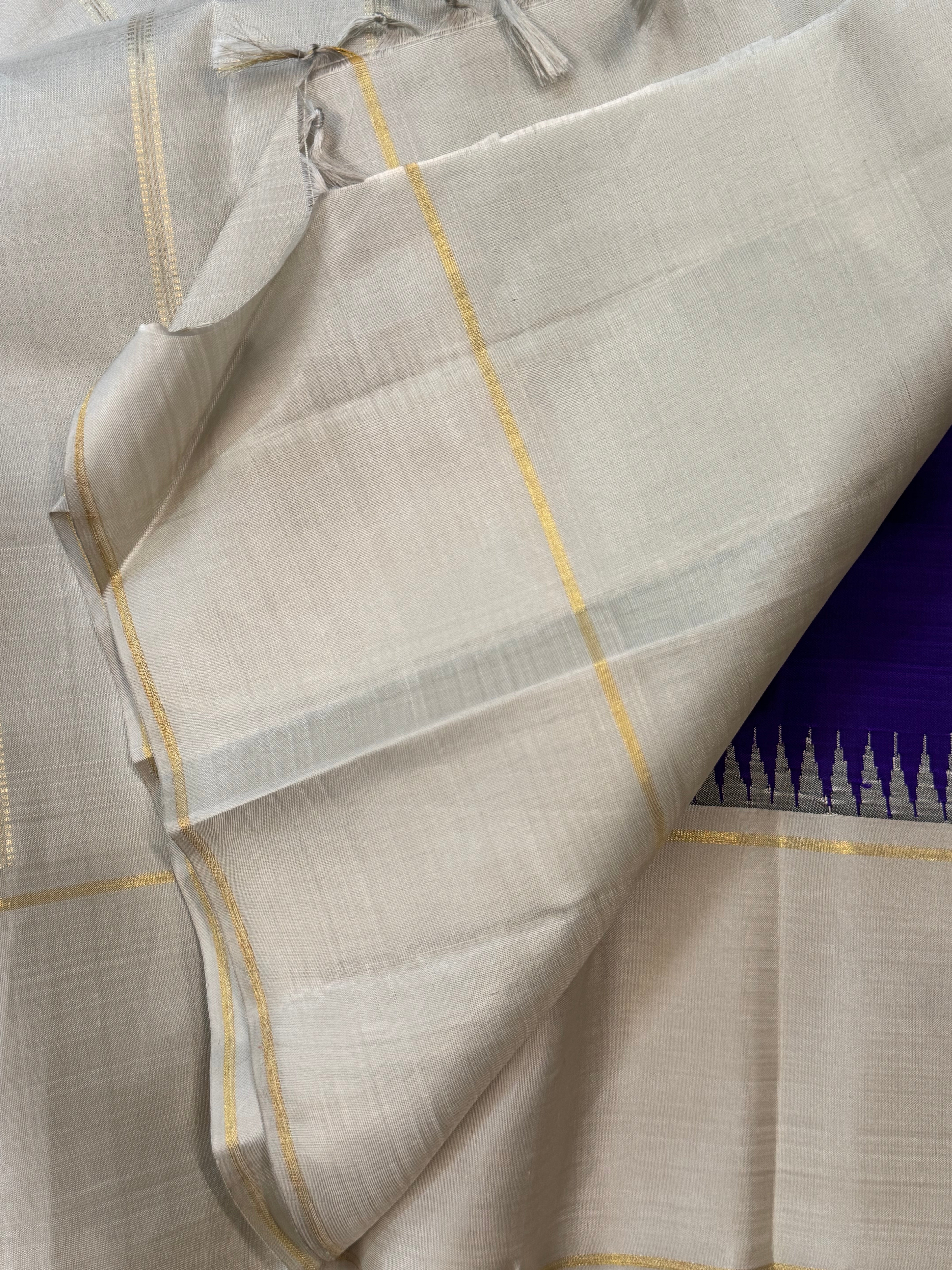 Purplish blue and silver grey / Arani silk
