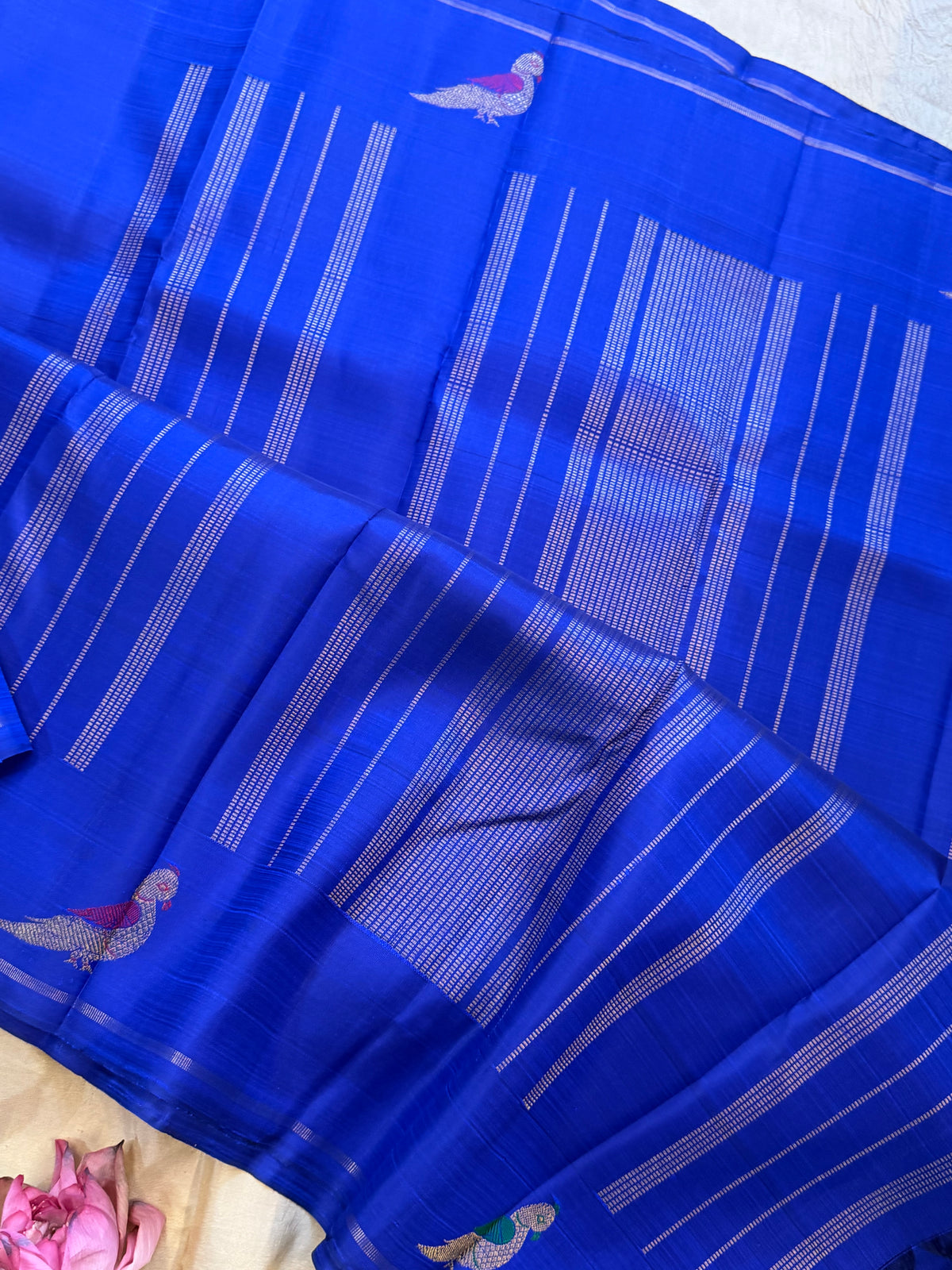 Ms blue Kili saree simple pure Zari Kanjipuram clsa12699