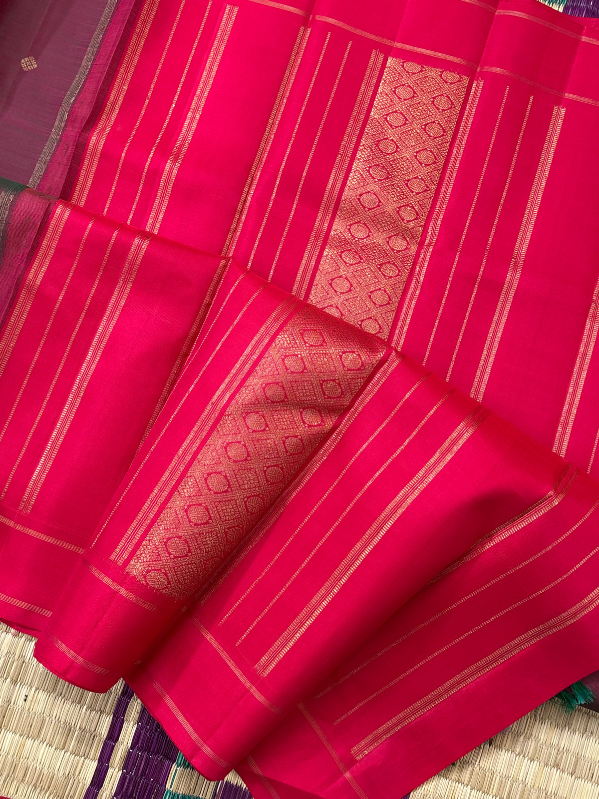 Dual tone pure zari/kanjipuram silk saree clsa 11674