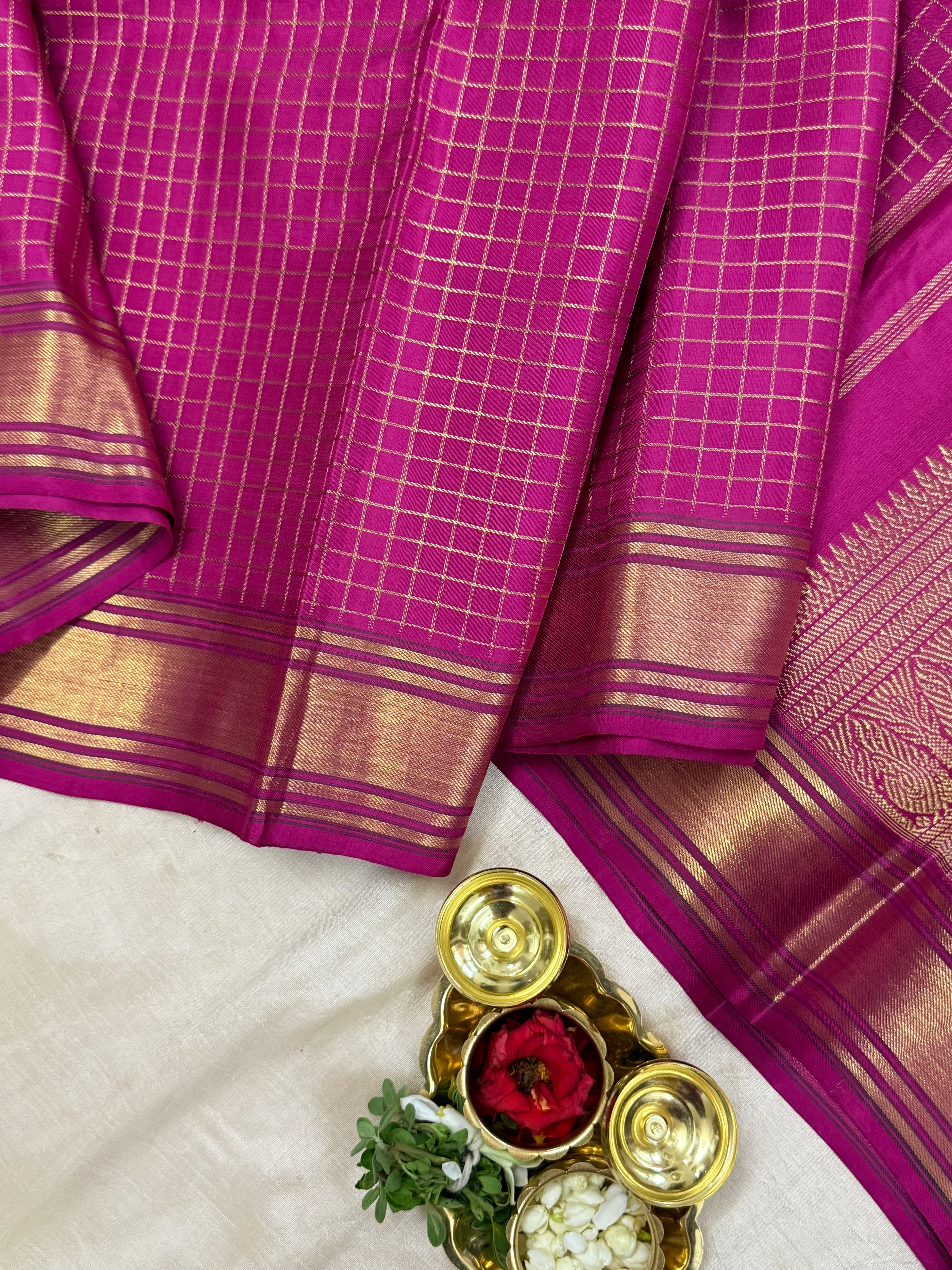 Pink zari kattam - unique pallu / Kanjipuram silk