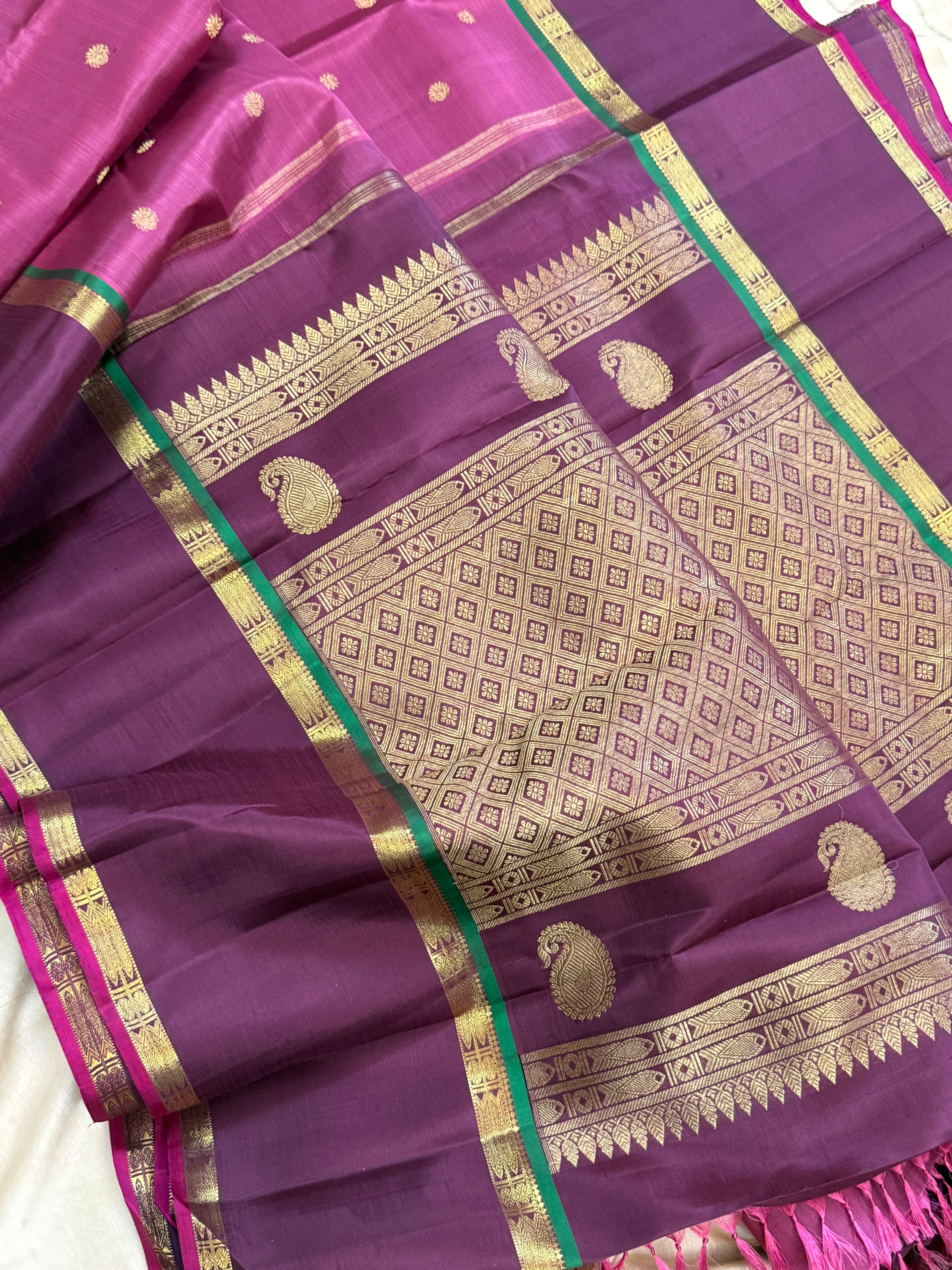 Geva with brown border / kanjipuram silk